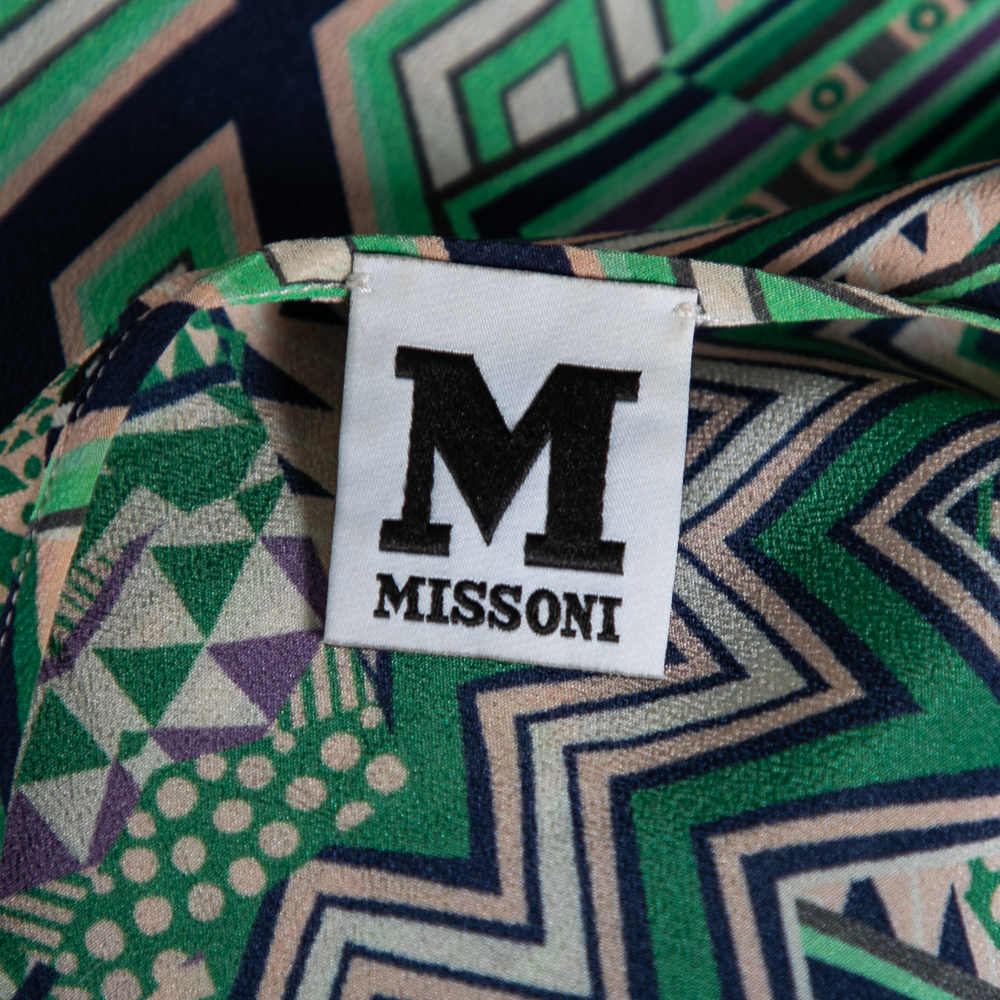 M Missoni Multicolor Geometric Printed Silk Top M