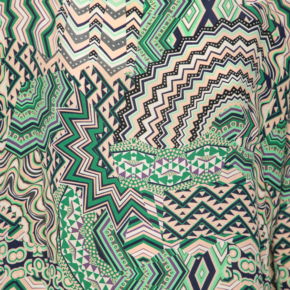 M Missoni Multicolor Geometric Printed Silk Top M