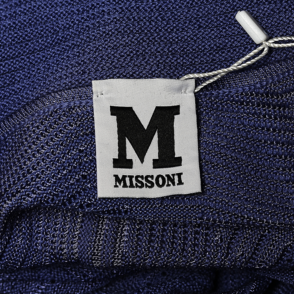 M Missoni Blue Patterned Knit Shawl Collar Shrug M