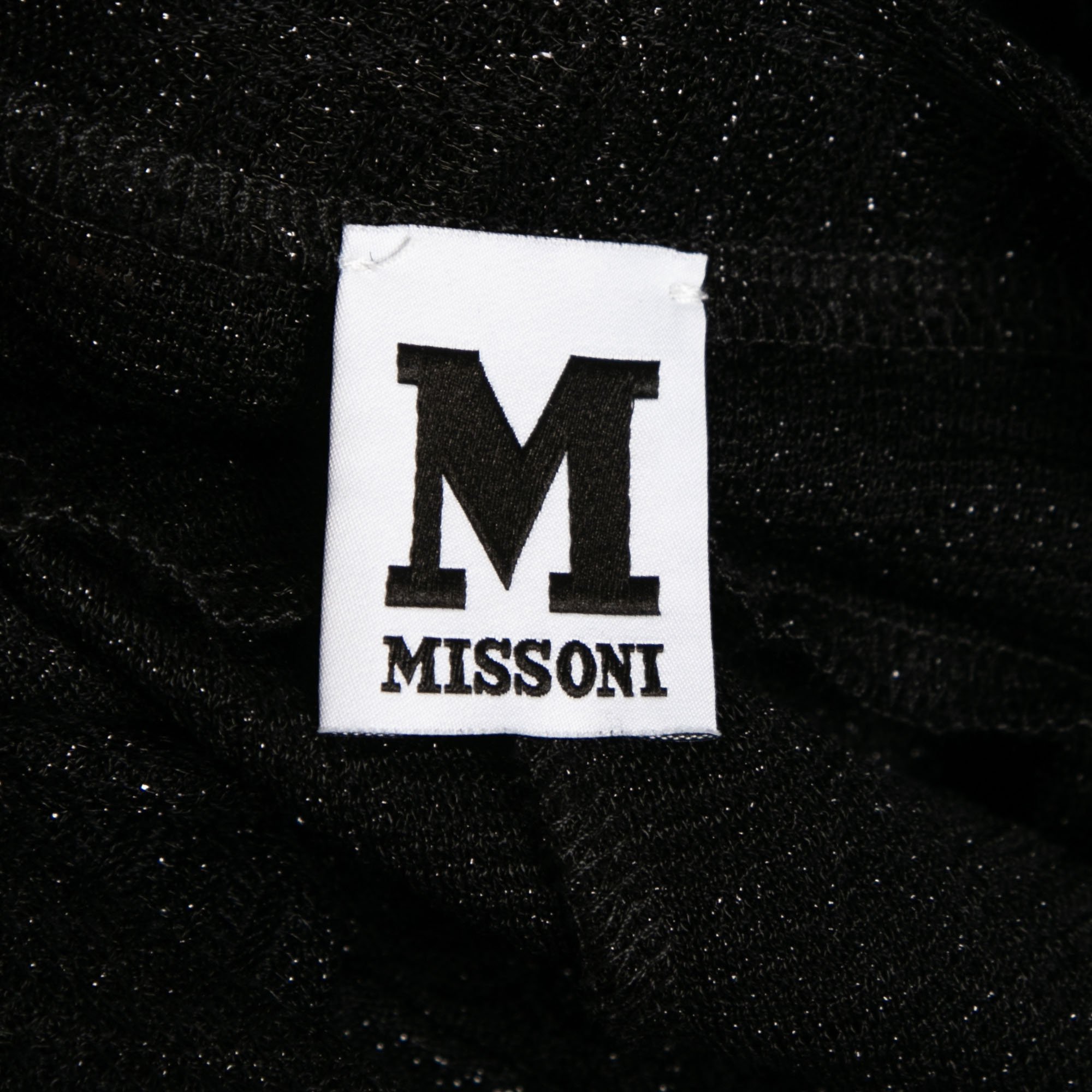 M Missoni Black Patterned Lurex Knit Neck Tie Detail Top S