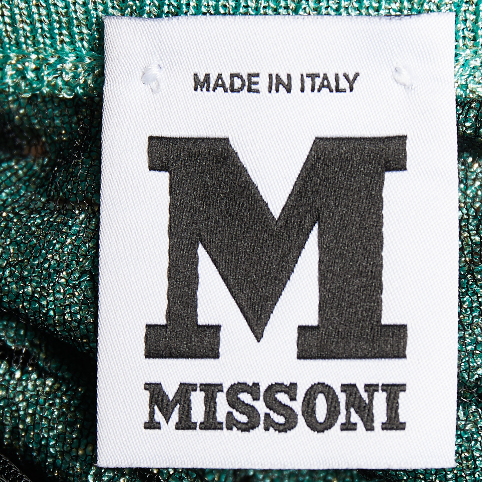 M Missoni Green Lurex Perforated Knit Sleeveless Mini Dress L