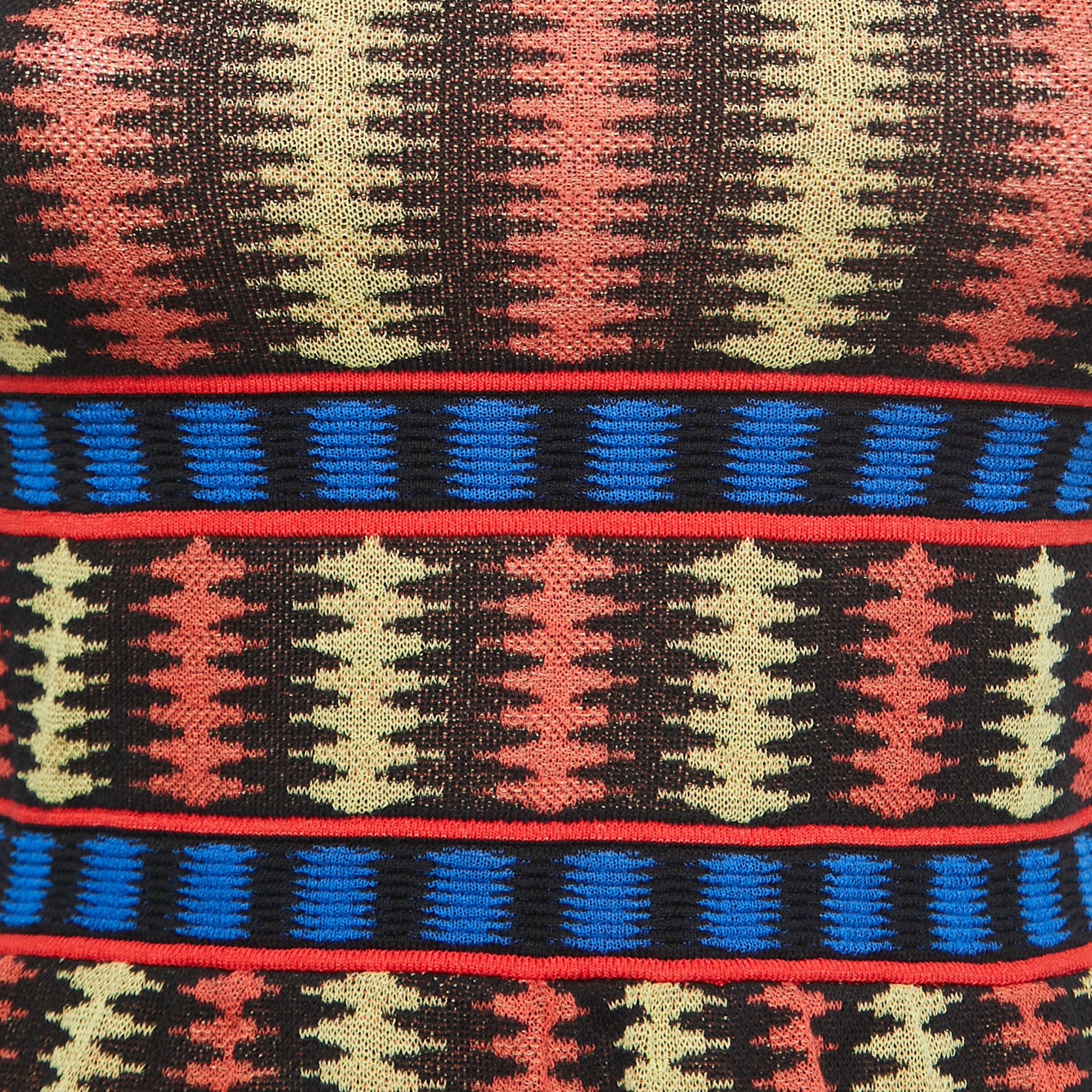 M Missoni Multicolor Patterned Knit Strap Peplum Top S