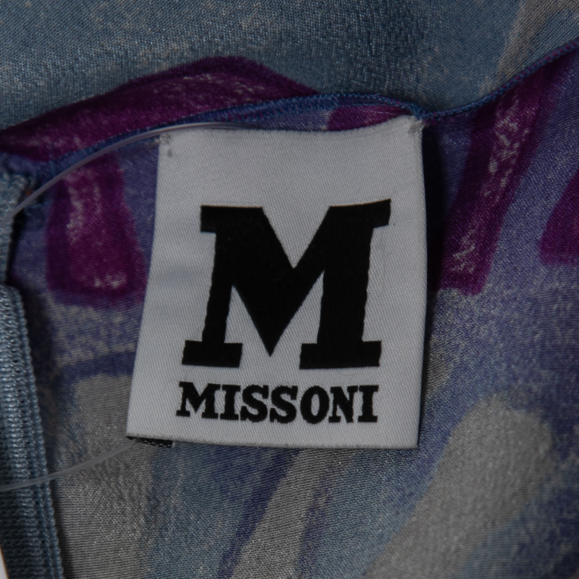 M Missoni Multicolor Print Silk Sleeveless Draped Short Dress M