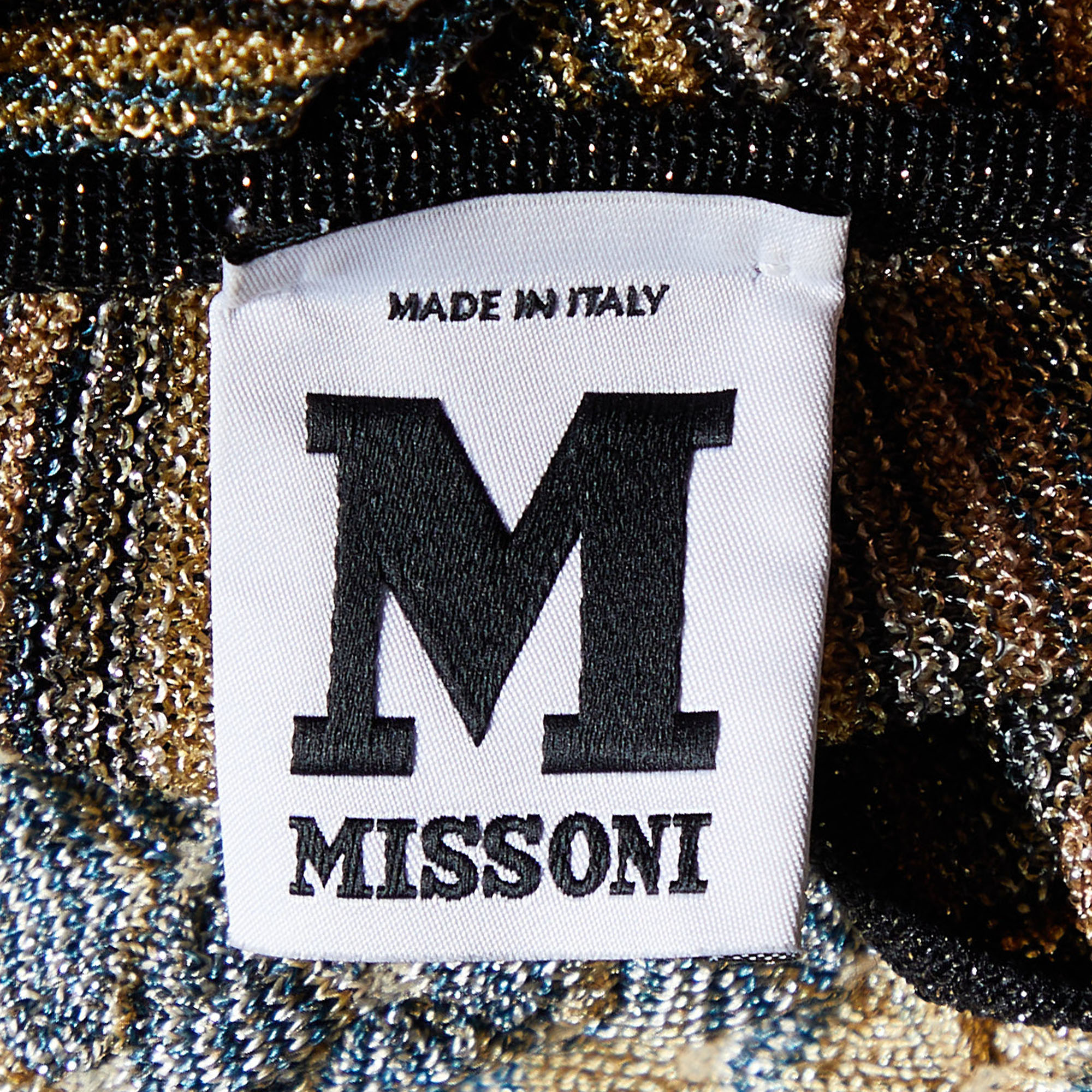 M Missoni Gold Patterned Lurex Knit Top S