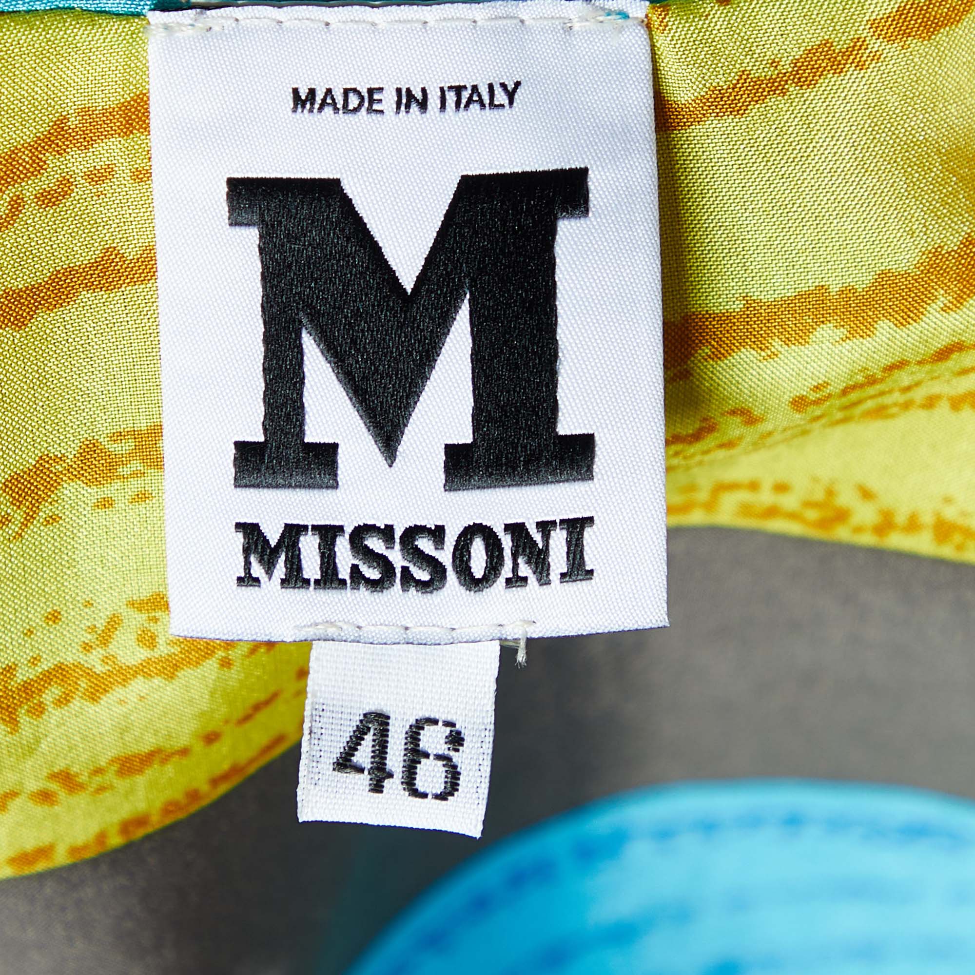 M Missoni Multicolor Printed Silk Faux Wrap Top L