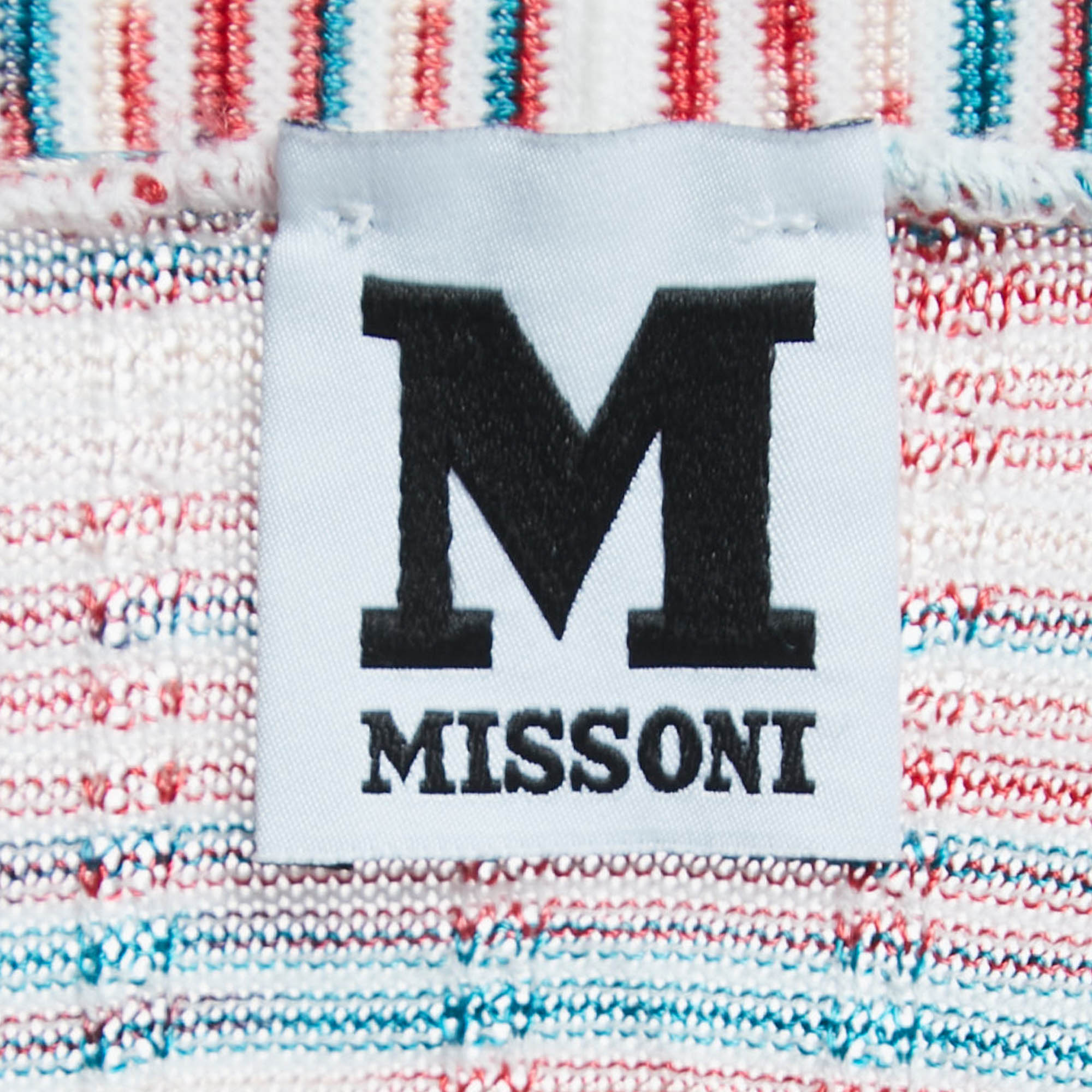 M Missoni Multicolor Patterned Knit Open Front Cardigan L
