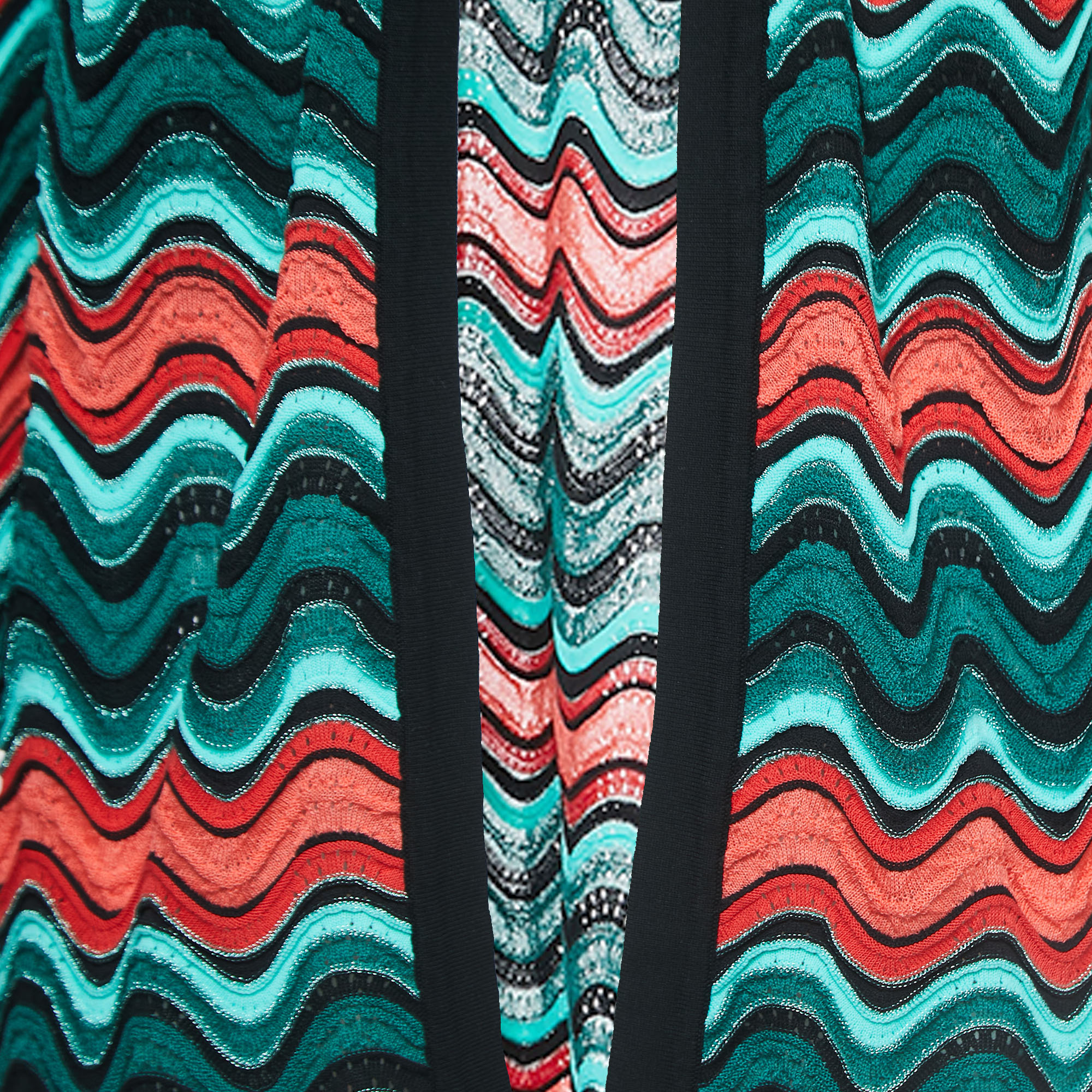 M Missoni Multicolor Patterned Lurex Knit Open Front Cardigan L