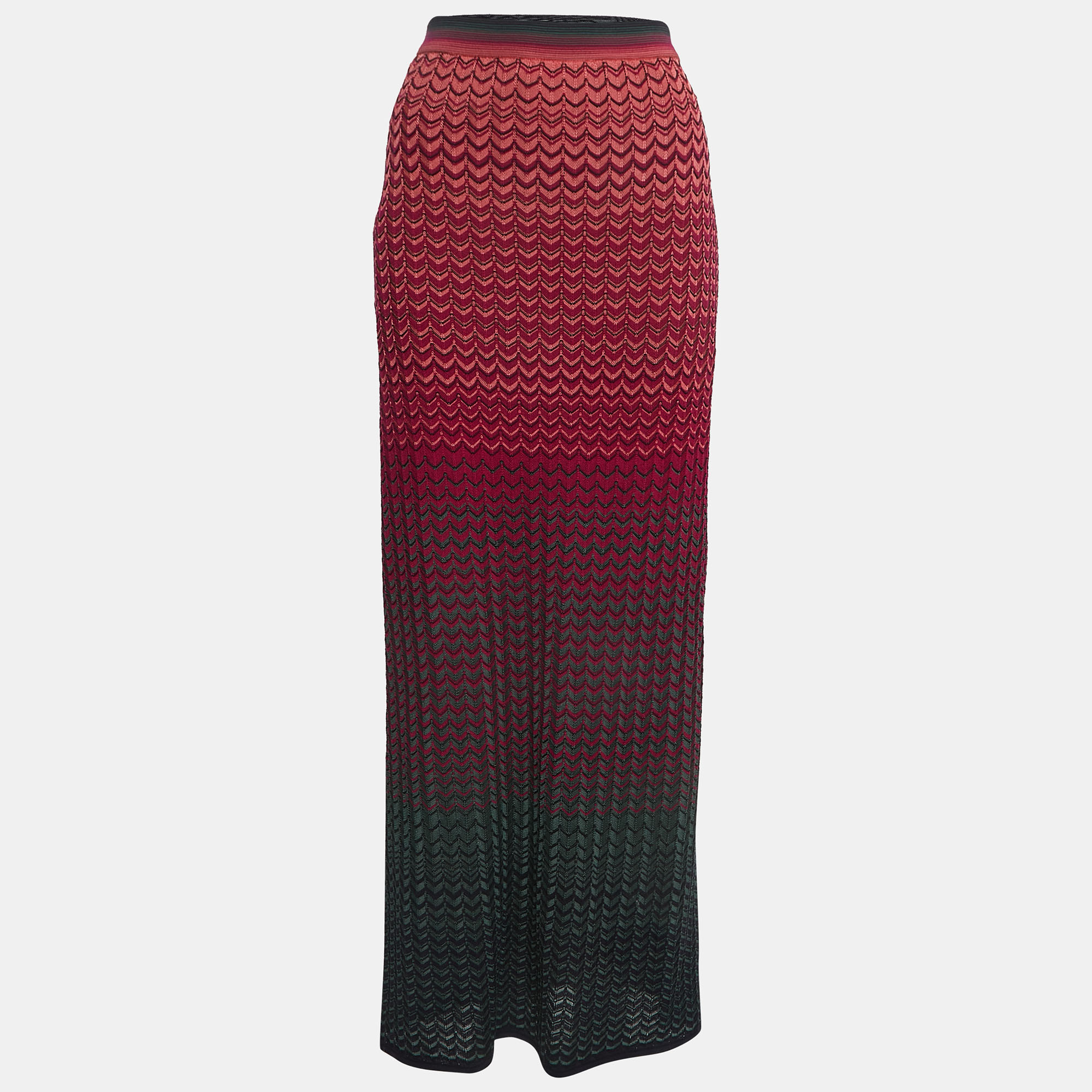 M Missoni Multicolor Chevron Knit Maxi Skirt M