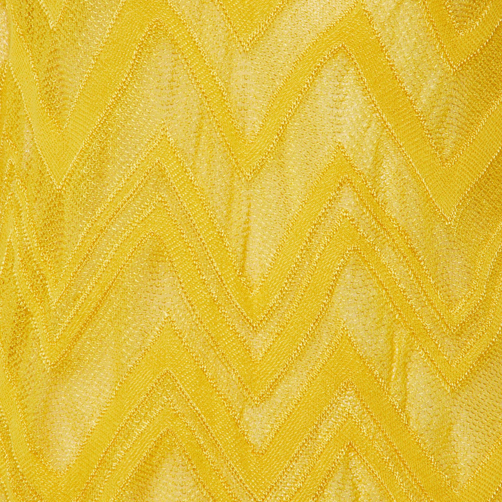 M Missoni Yellow Patterned Knit Waist Tie Detail Top M