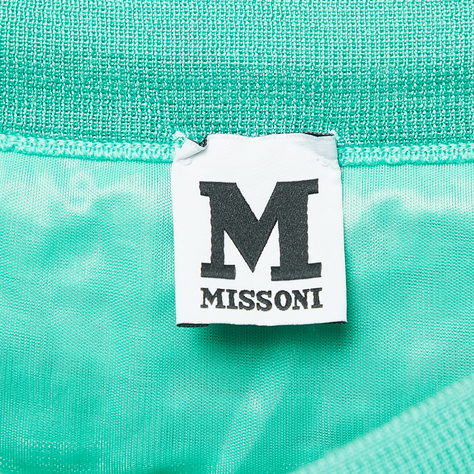 M Missoni Mint Green Patterned Knit Elasticated Waist Maxi Skirt S