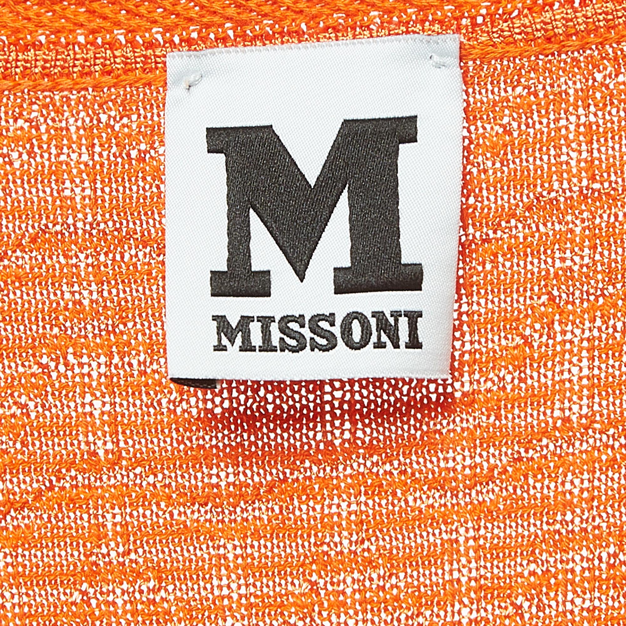 M Missoni Orange Patterned Knit Mini Dress S