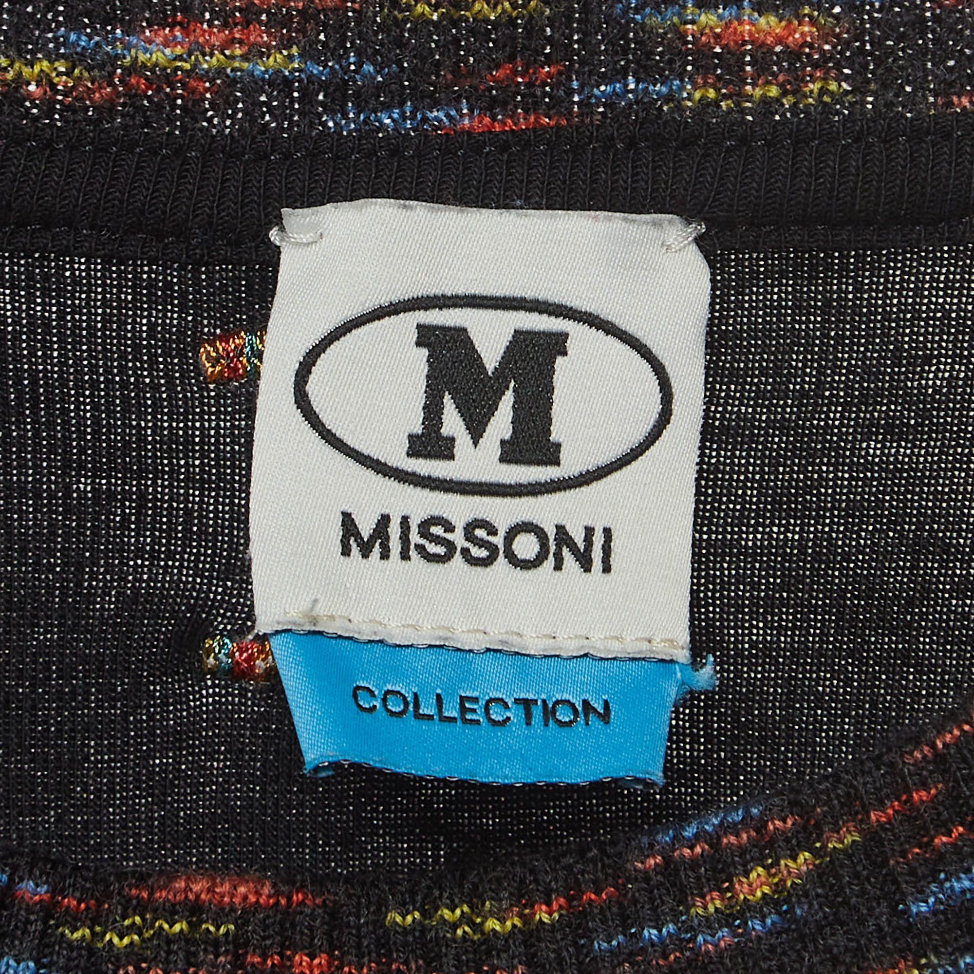 M Missoni Collection Black Floral Print Knit Short Sleeve T-Shirt XS