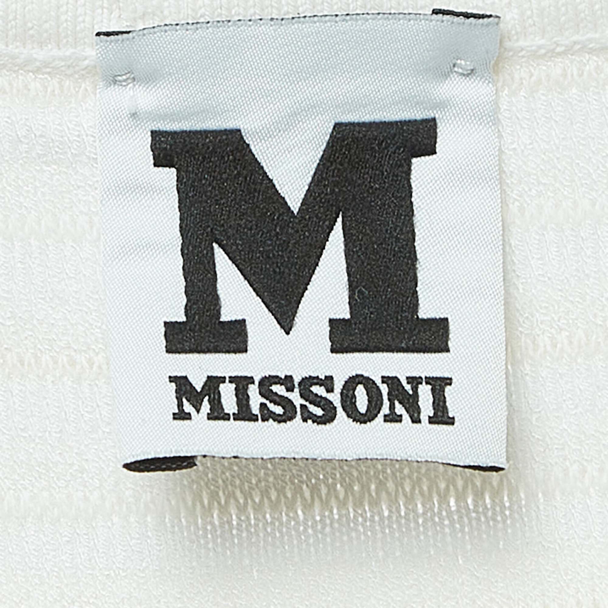 M Missoni White Pleat Detail Knit Short Dress M