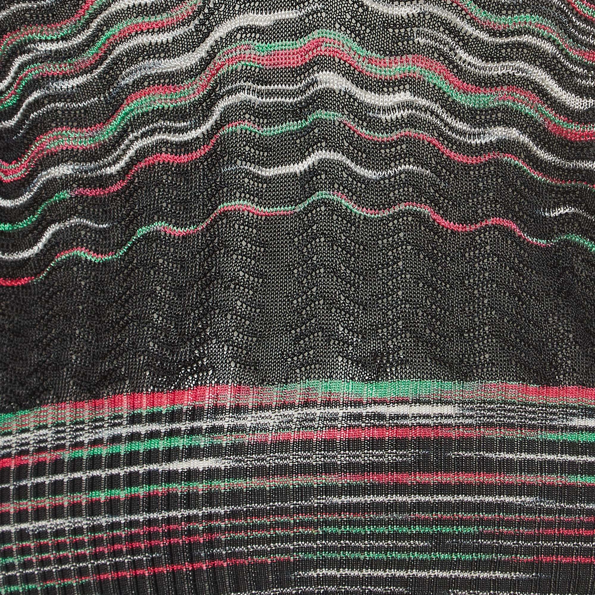 M Missoni Vintage Multicolor Patterned Knit V-Neck Top M