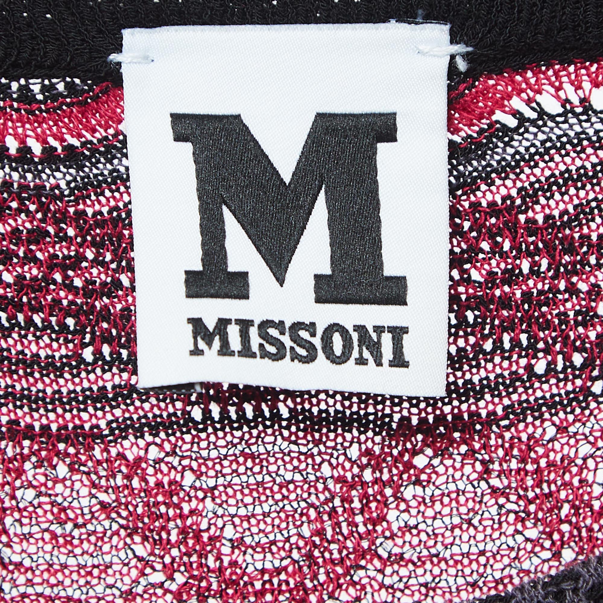 M Missoni Pink/Grey Patterned Knit Long Sleeve Maxi Dress M
