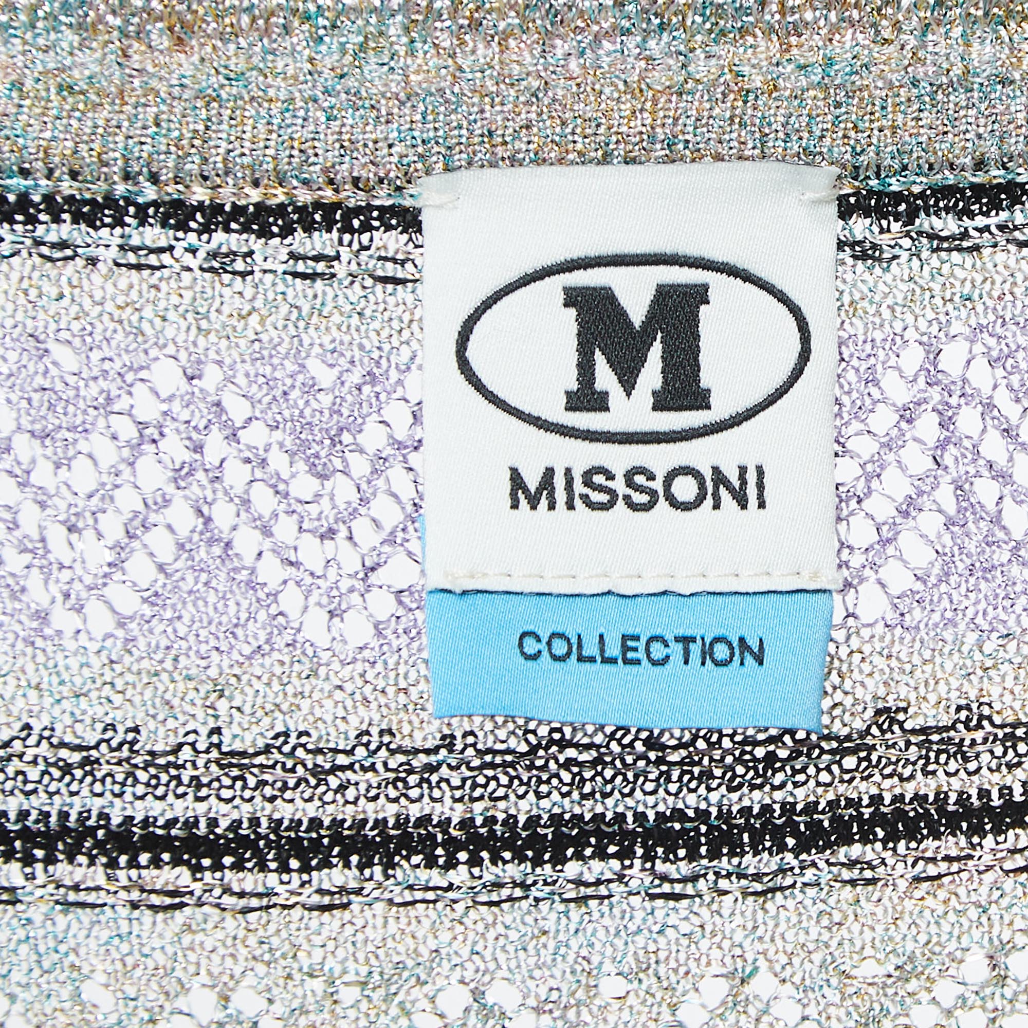 M Missoni Multicolor Striped Perforated Knit Maxi Dress M