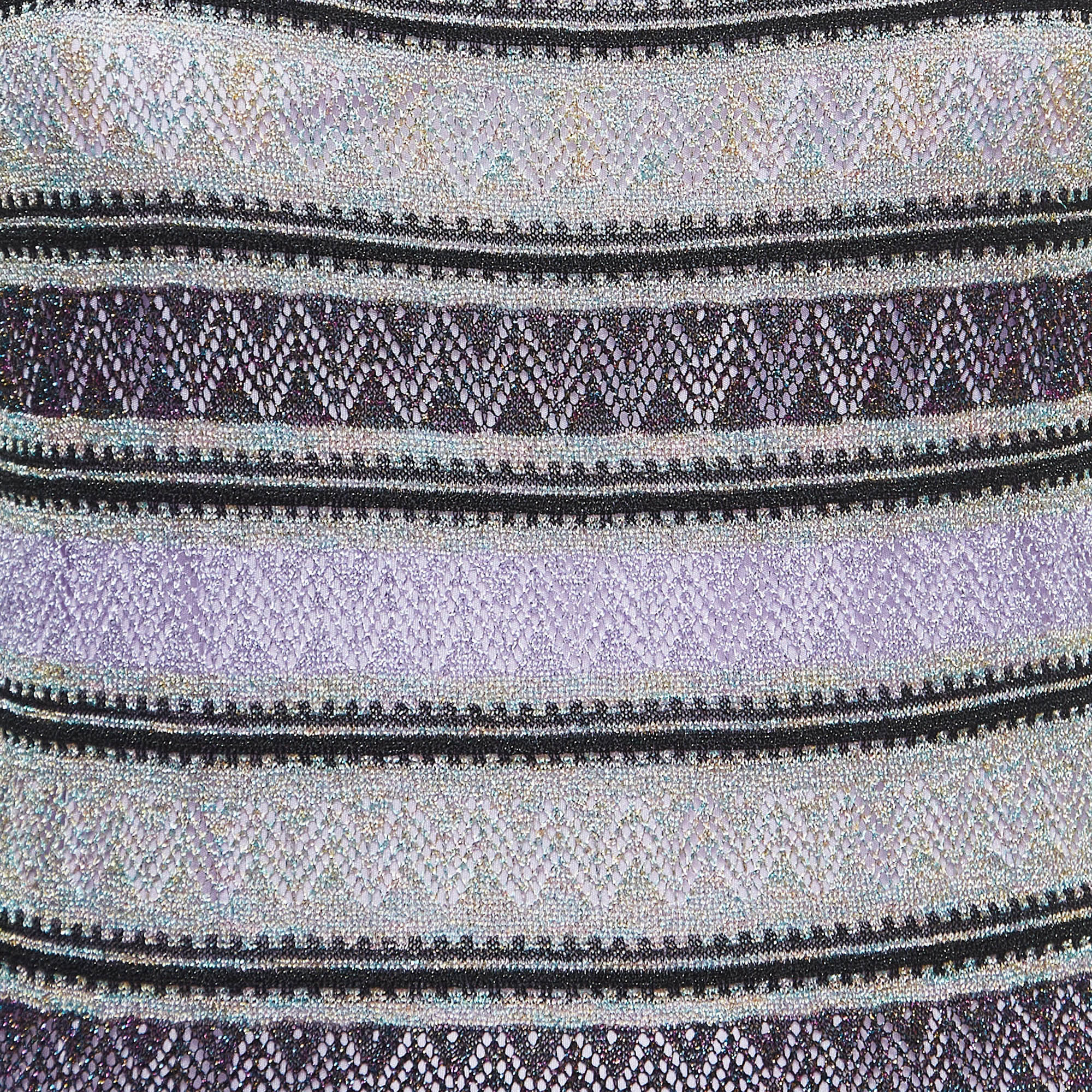 M Missoni Multicolor Striped Perforated Knit Maxi Dress M