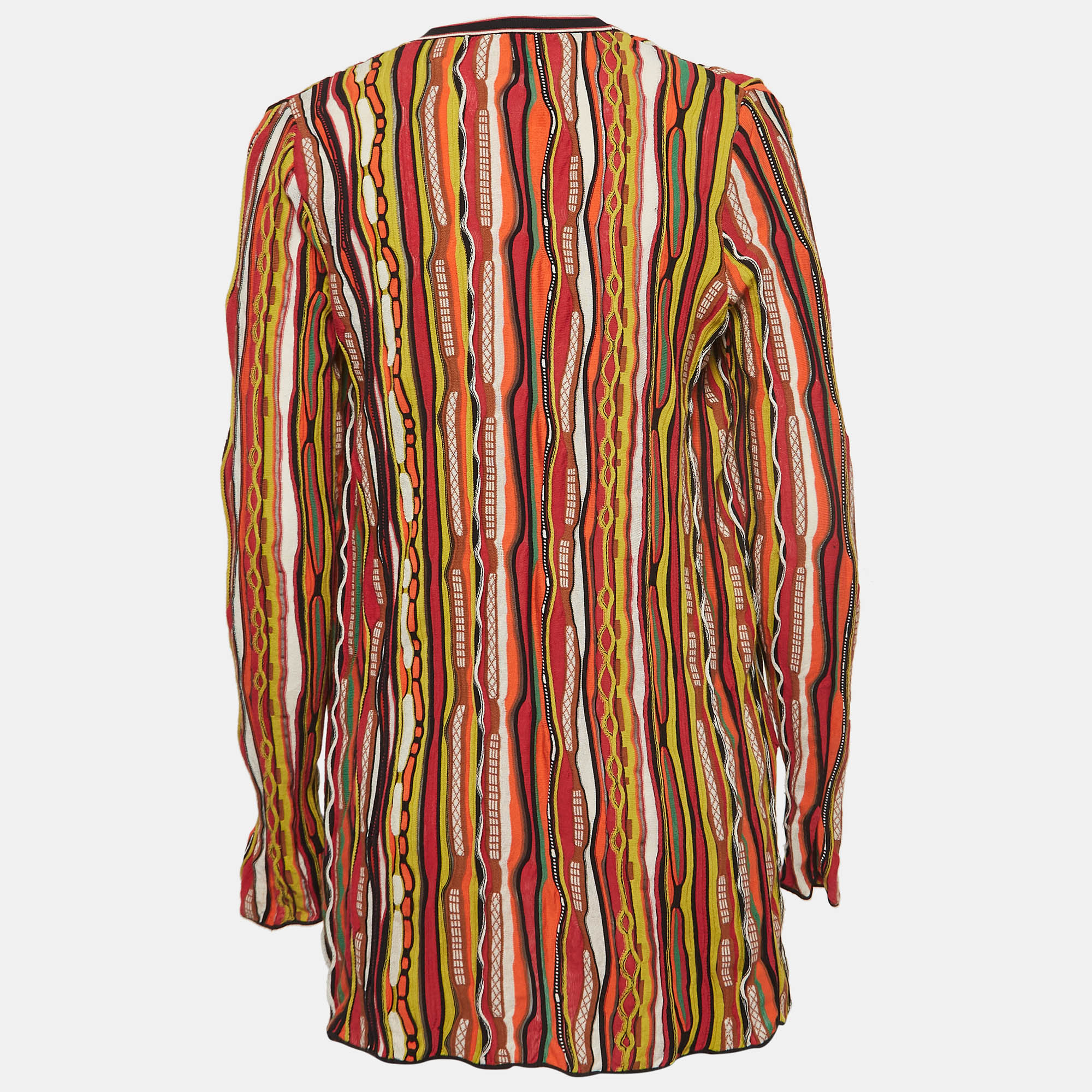 M Missoni Multicolor Striped Knit Open Front Cardigan S