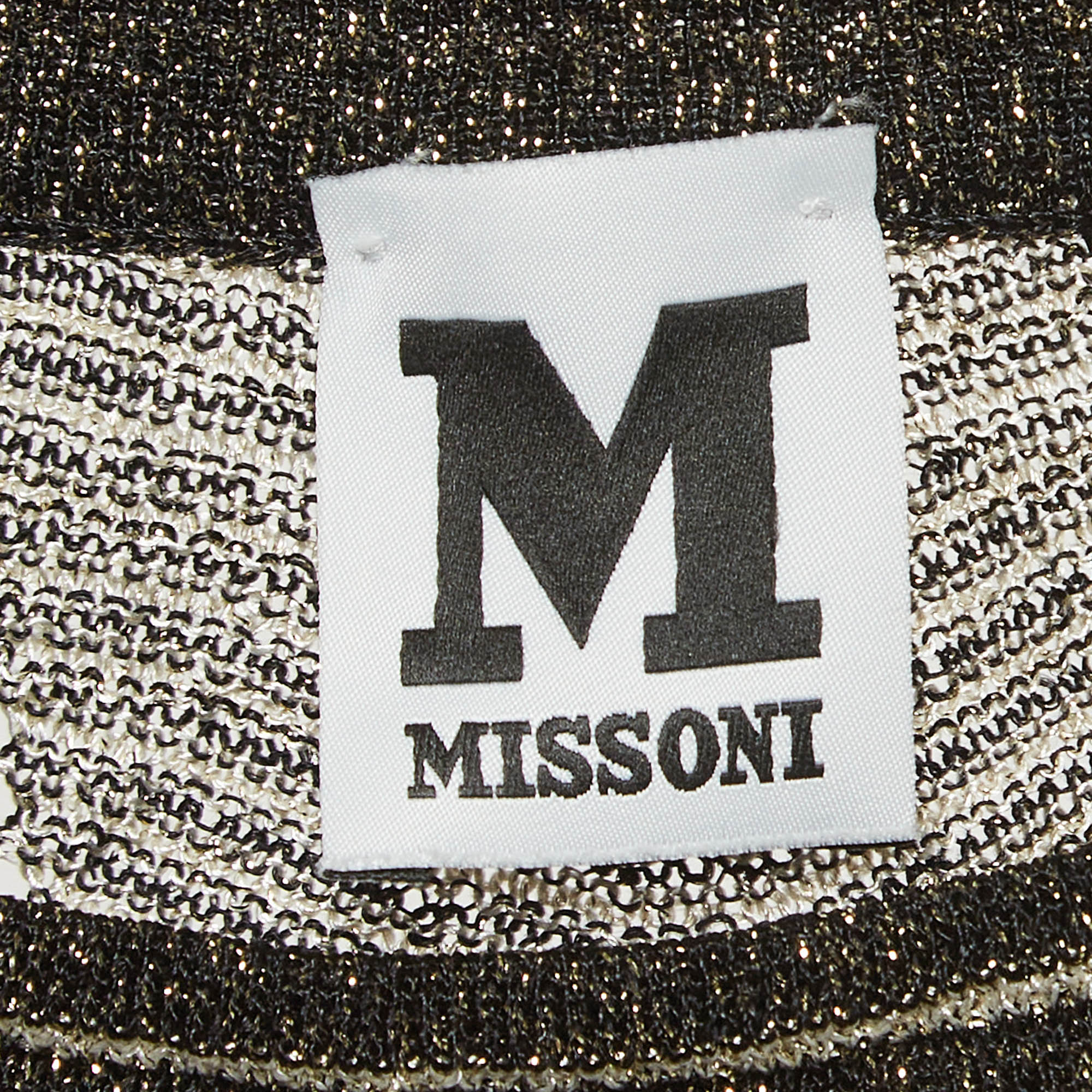 M Missoni Black/White Chevron Lurex Knit Bell Sleeve Sweatshirt M