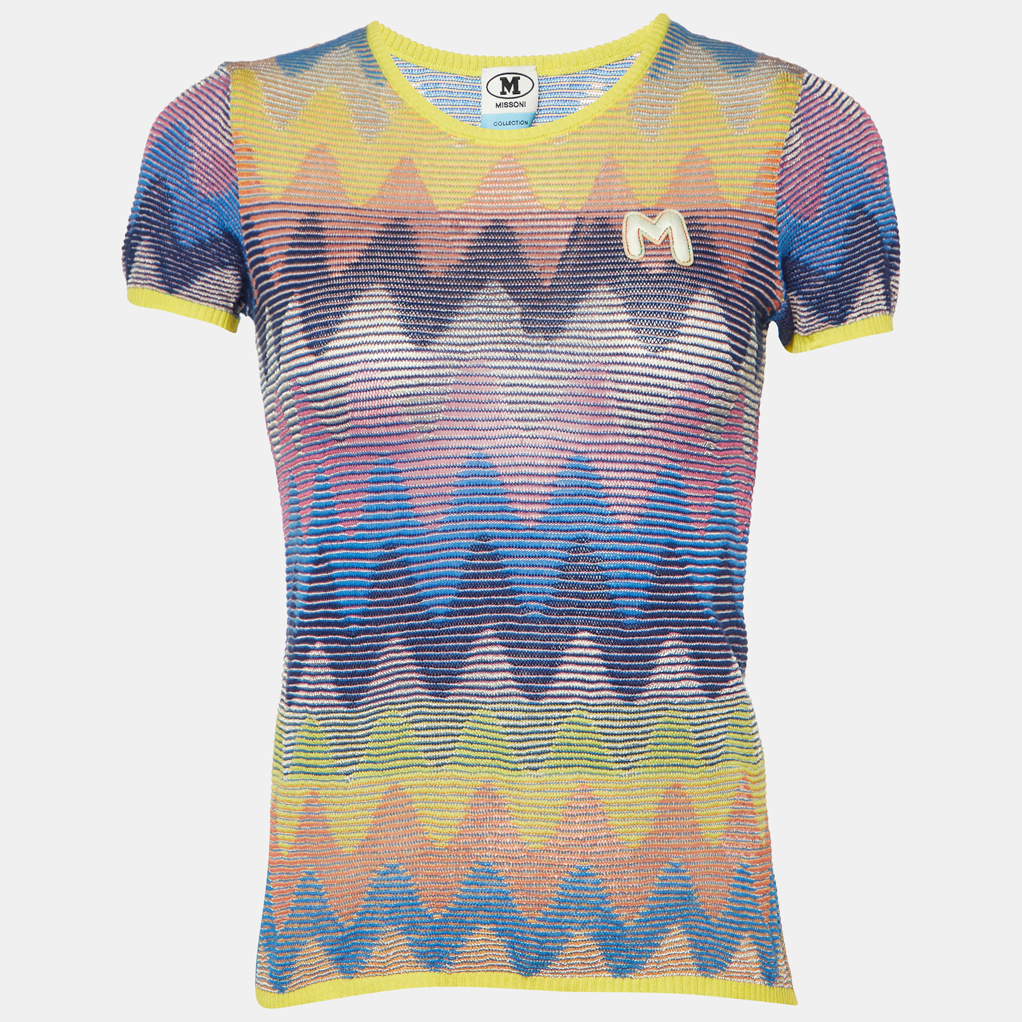 M missoni multicolor chevron patterned knit t-shirt m