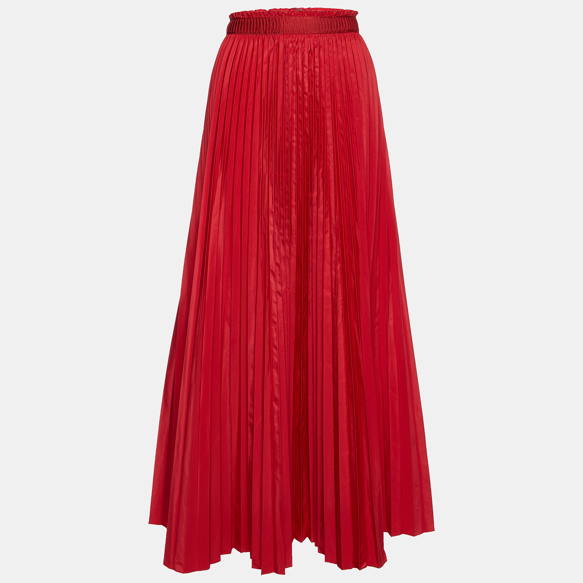 M missoni red faille pleated maxi skirt m