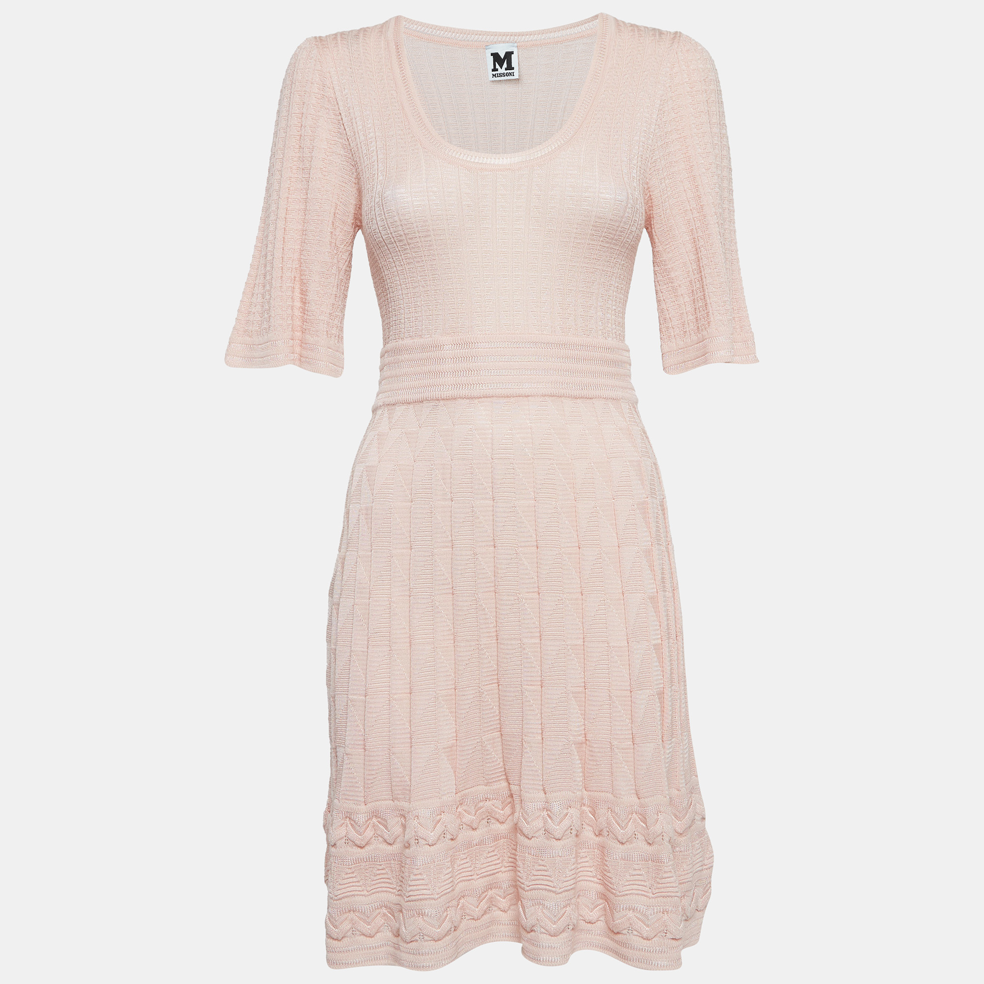 M missoni pink patterned knit short dress s