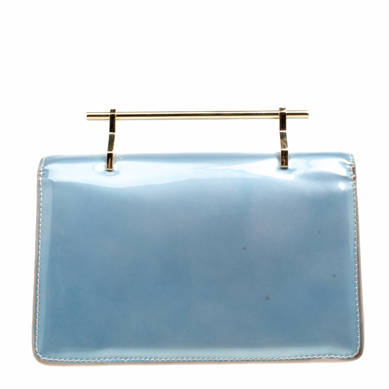 M2Malletier Blue/Peach Ombre Patent Leather Indre Shoulder Bag