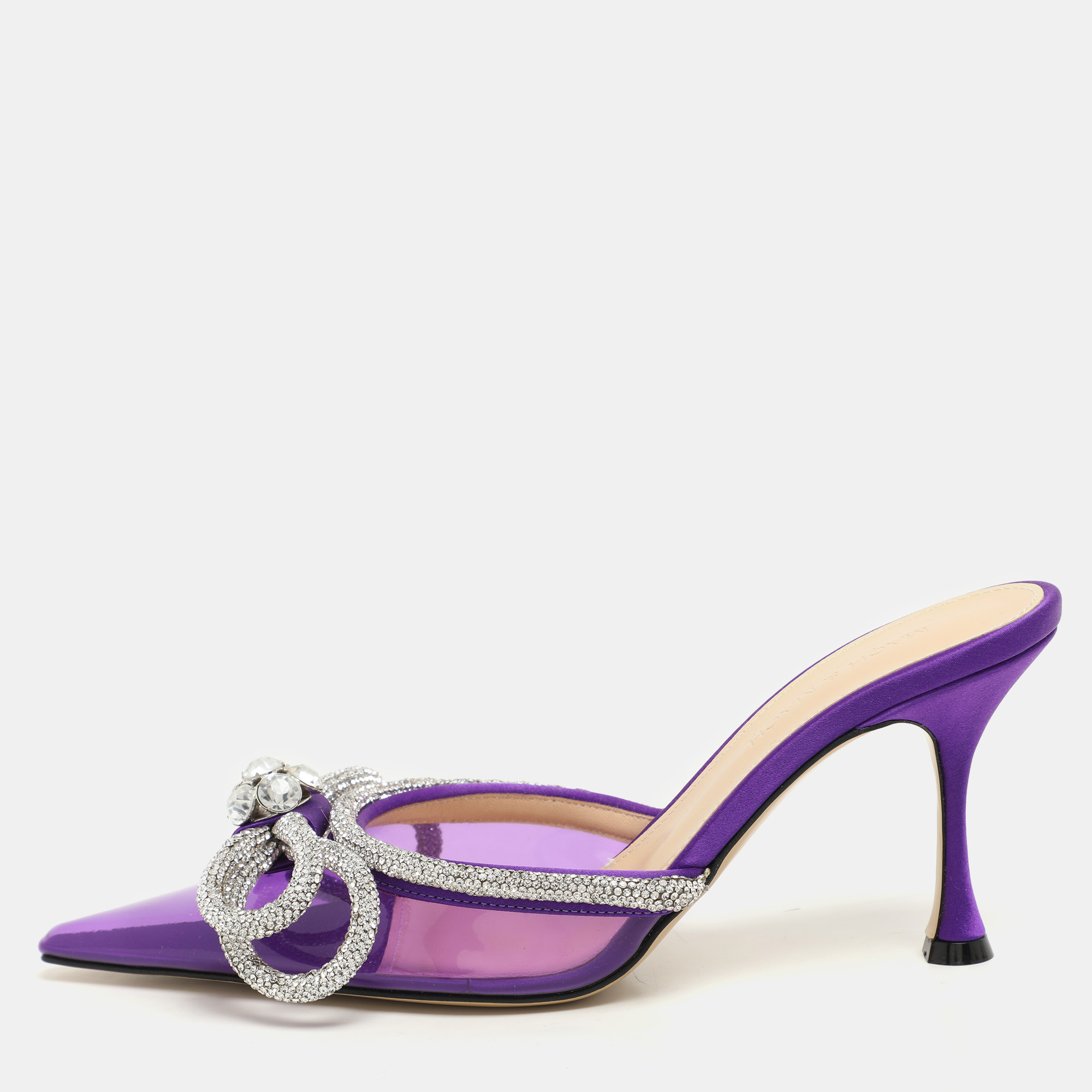 Mach & Mach Purple Satin Crystal Embellished Double Bow Mules Size 37,5
Mach & Mach Purple Satin Crystal Embellished Double Bow Mules Size 37,5