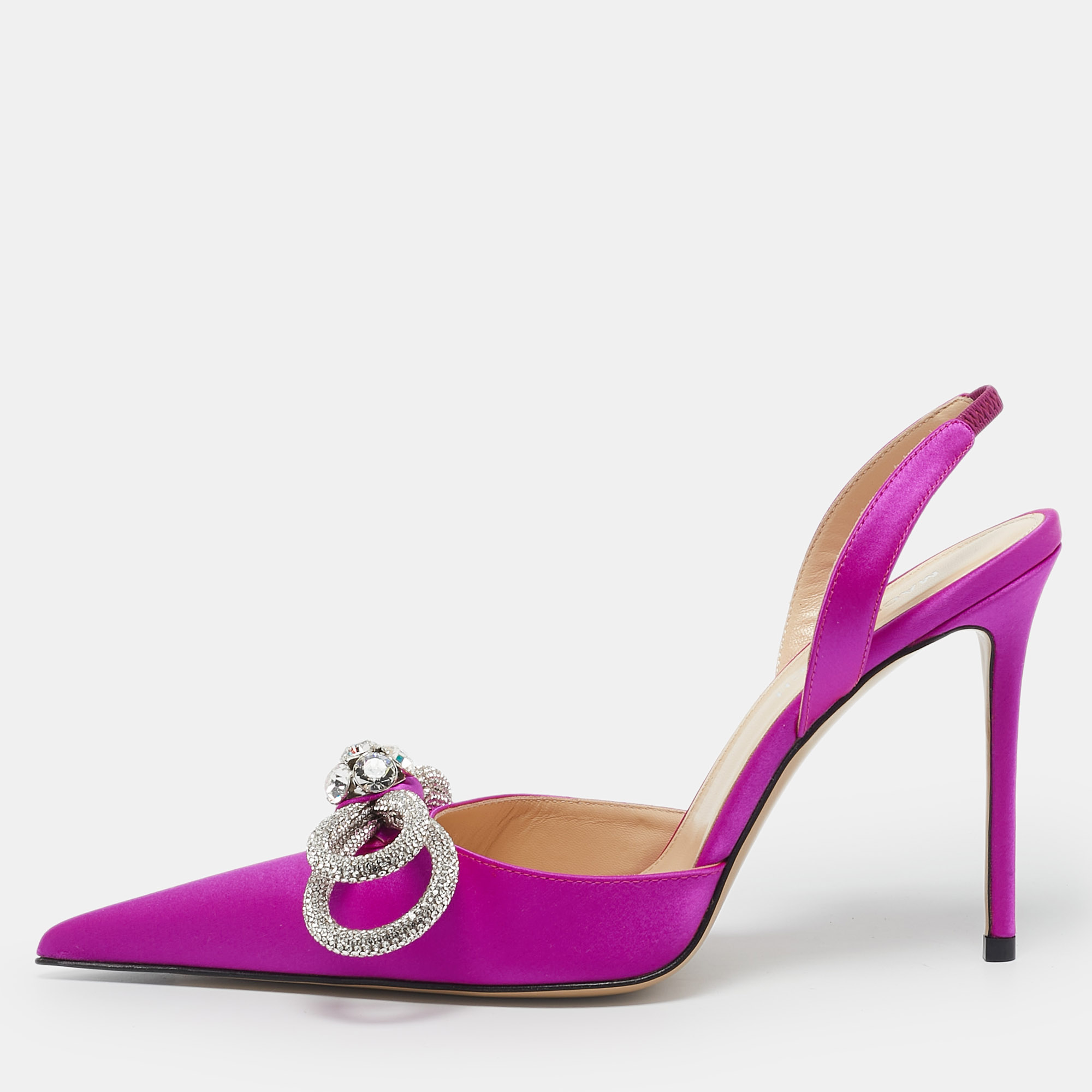 Mach & Mach Fuchsia Pink Satin Embellished Double Bow Slingback Pumps Size
Mach & Mach Fuchsia Pink Satin Embellished Double Bow Slingback Pumps Size