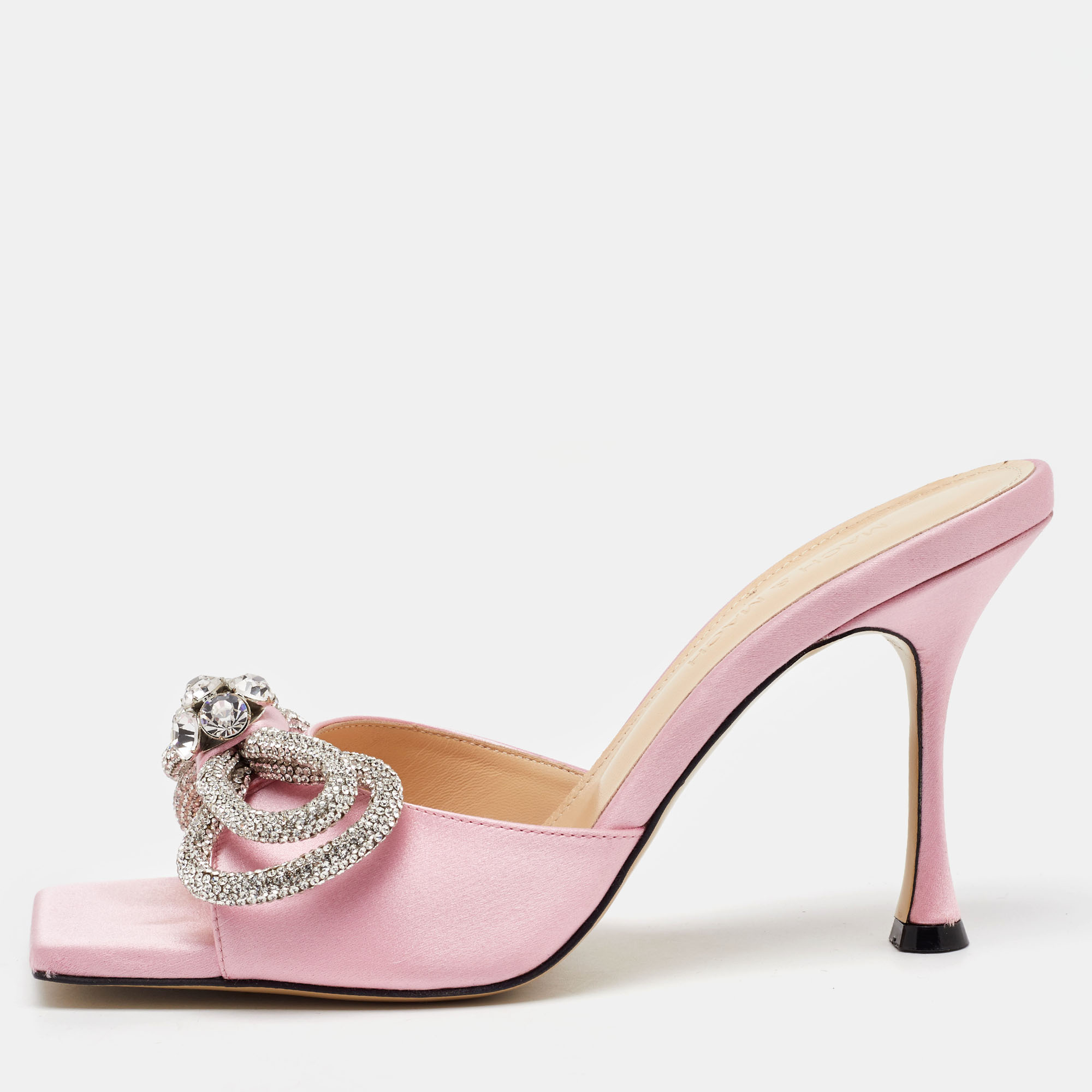 Mach & Mach Light Pink Satin Crystal Embellished Double Bow Slide Sandals Size
Mach & Mach Light Pink Satin Crystal Embellished Double Bow Slide Sandals Size