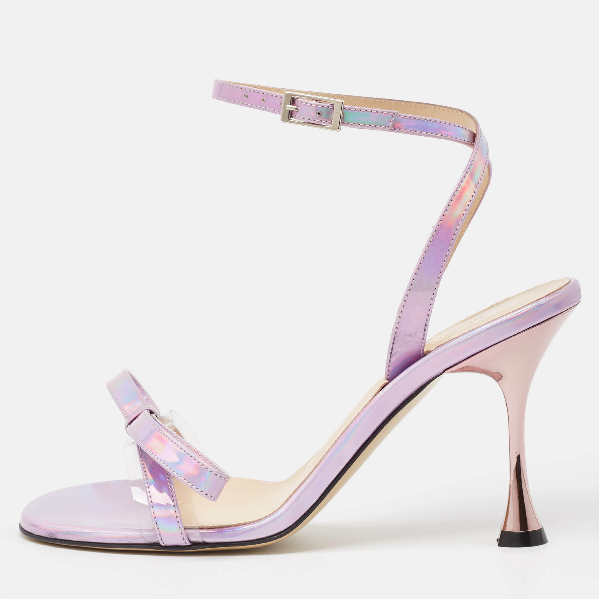Mach & mach iridescent pvc  french bow ankle strap sandals size 37