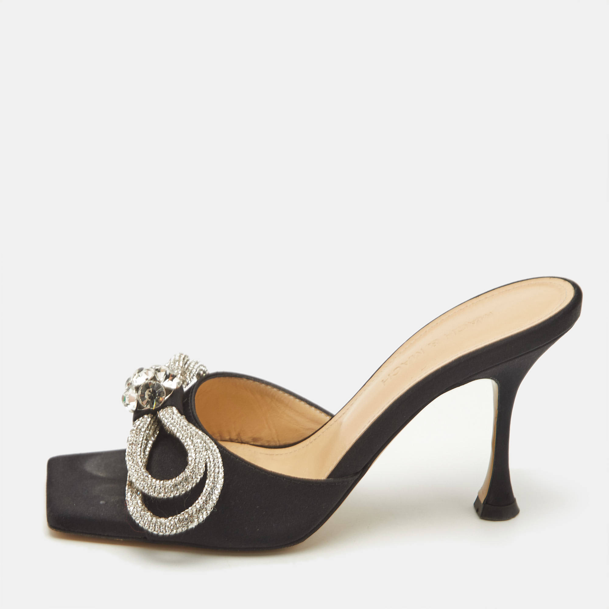 Mach & Mach Black Satin Double Bow Crystals Slide Sandals Size
Mach & Mach Black Satin Double Bow Crystals Slide Sandals Size