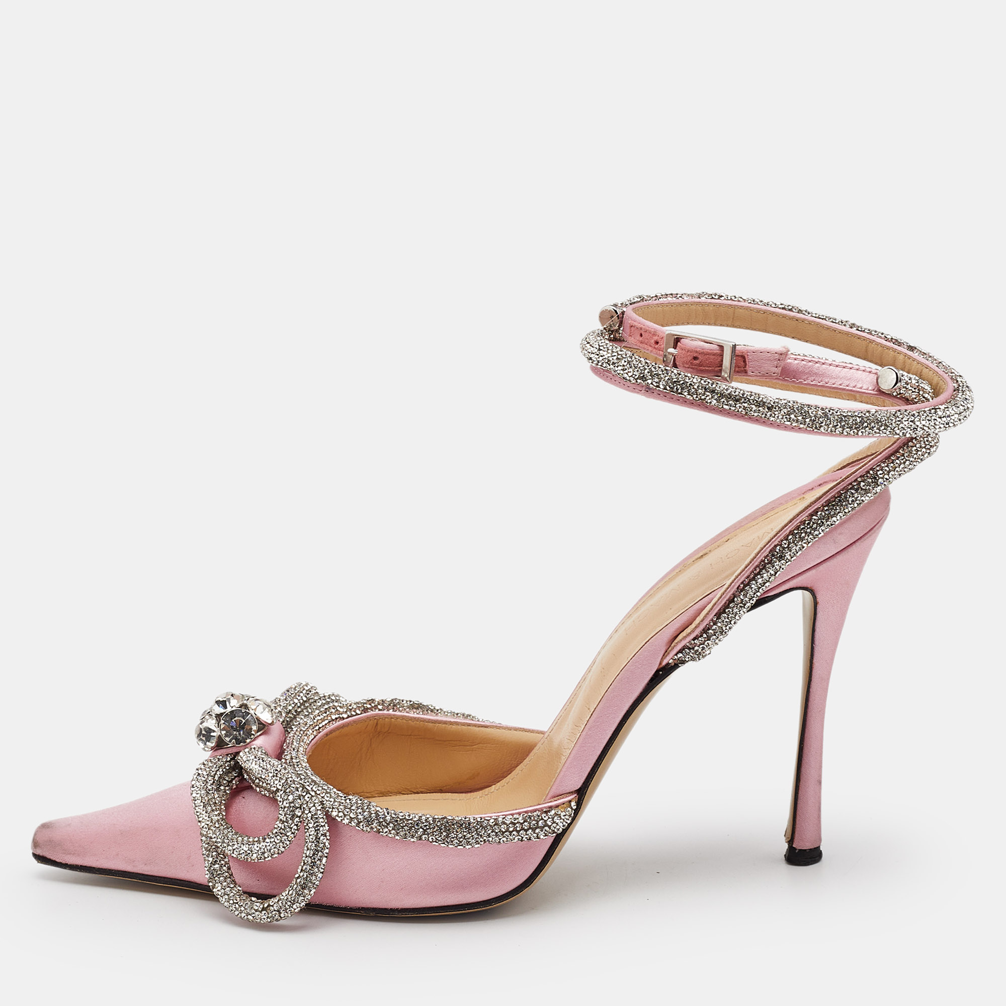 Mach & Mach Light Pink/Silver Satin Double Bow Crystal Embellished Pumps Size
Mach & Mach Light Pink/Silver Satin Double Bow Crystal Embellished Pumps Size