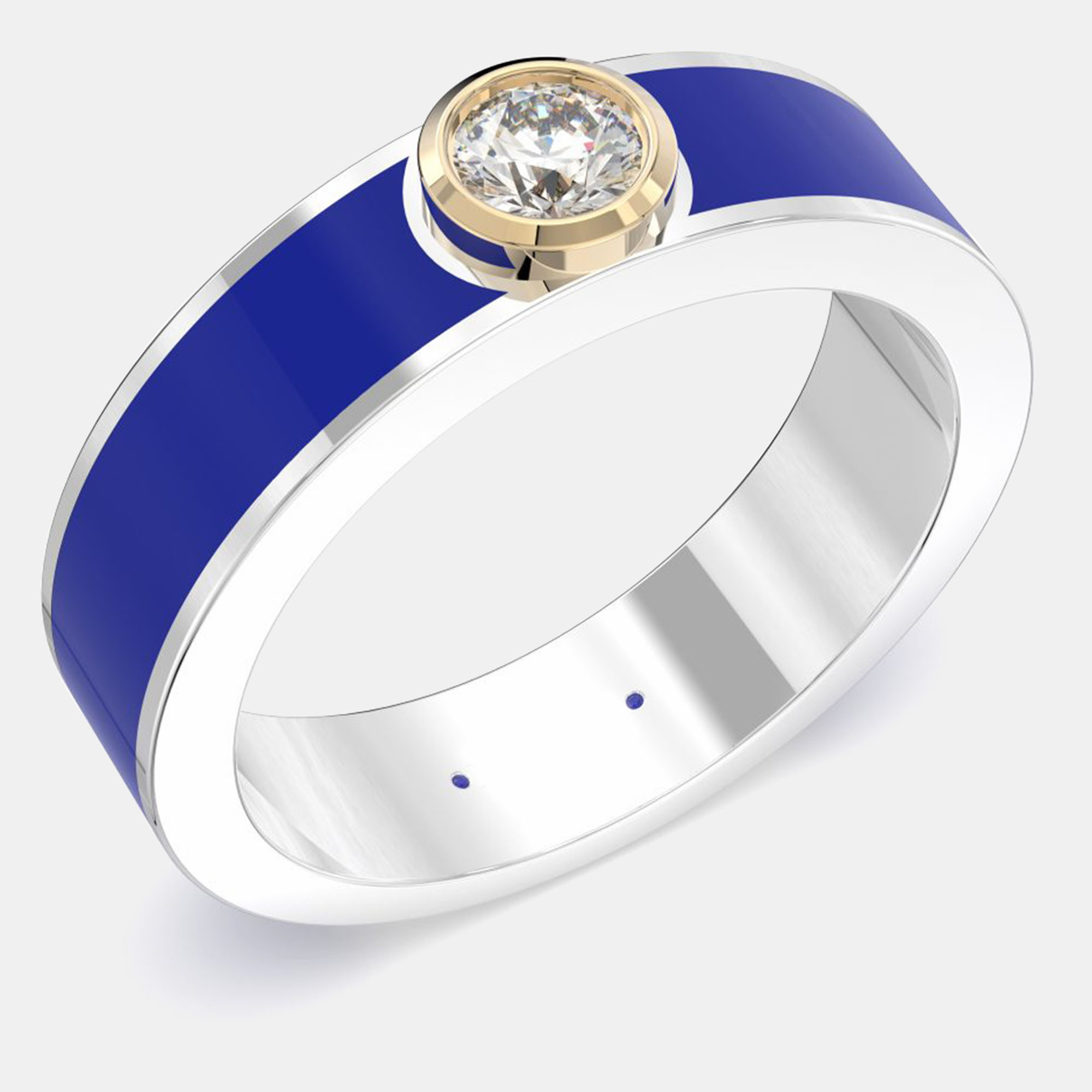 14K Yellow Gold Classic Dark Blue Ceramic Sterling Silver Lab Grown Diamond Round Bezel Set Band US 7
14K Yellow Gold Classic Dark Blue Ceramic Sterling Silver Lab Grown Diamond Round Bezel Set Band US 7