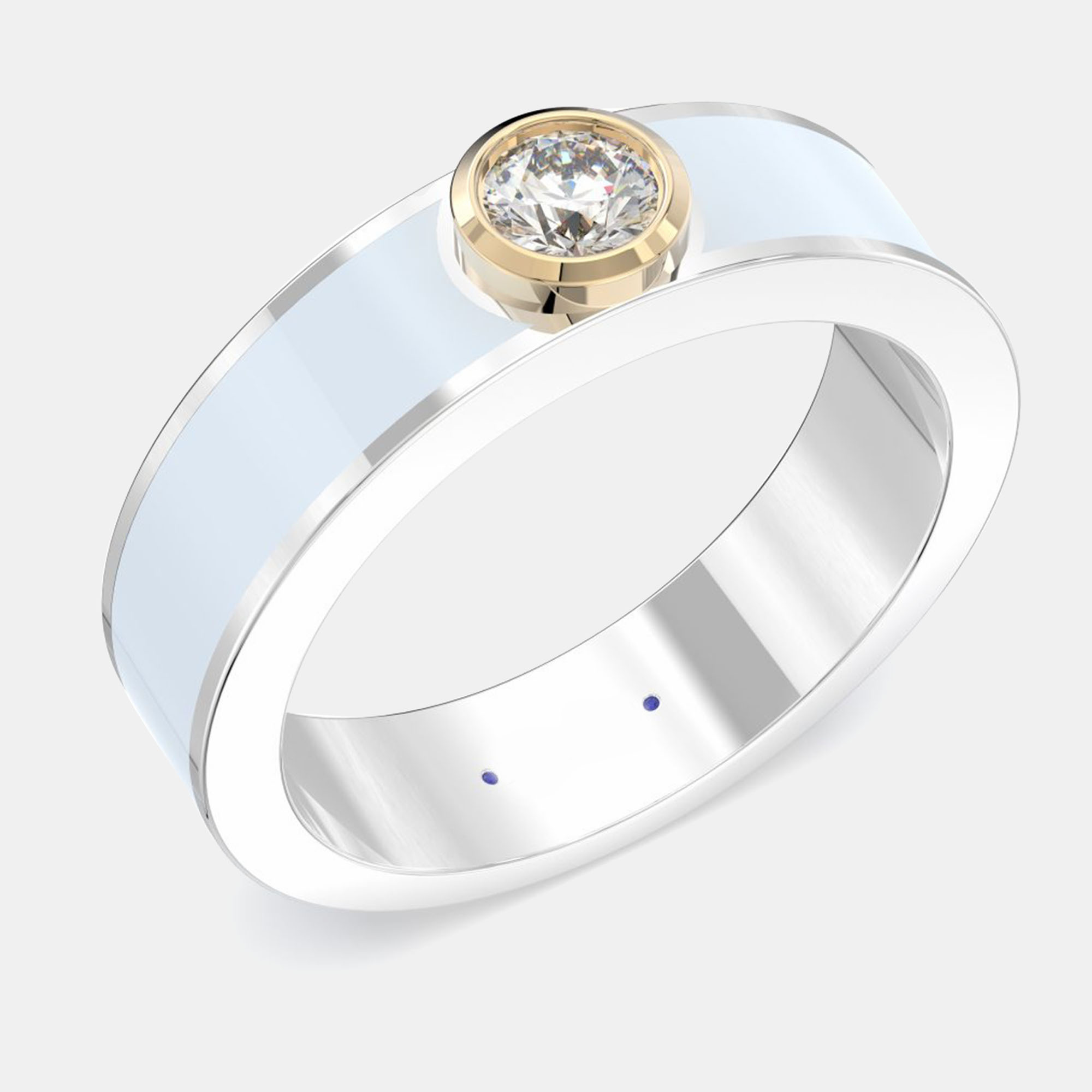 14K Yellow Gold Classic Light Blue Ceramic Round Sterling Silver Lab Grown Diamond Bezel Set Band US 7
14K Yellow Gold Classic Light Blue Ceramic Round Sterling Silver Lab Grown Diamond Bezel Set Band US 7