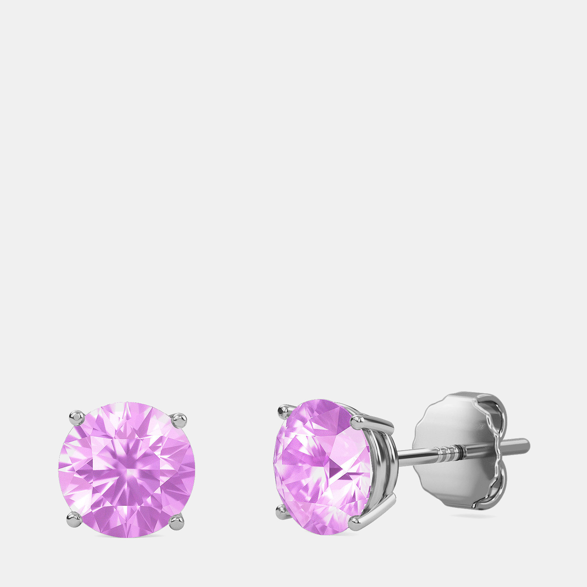10K Round Created Pink Sapphire Birthstone Solitaire Earring (2.00 ctw)
10K Round Created Pink Sapphire Birthstone Solitaire Earring (2.00 ctw)