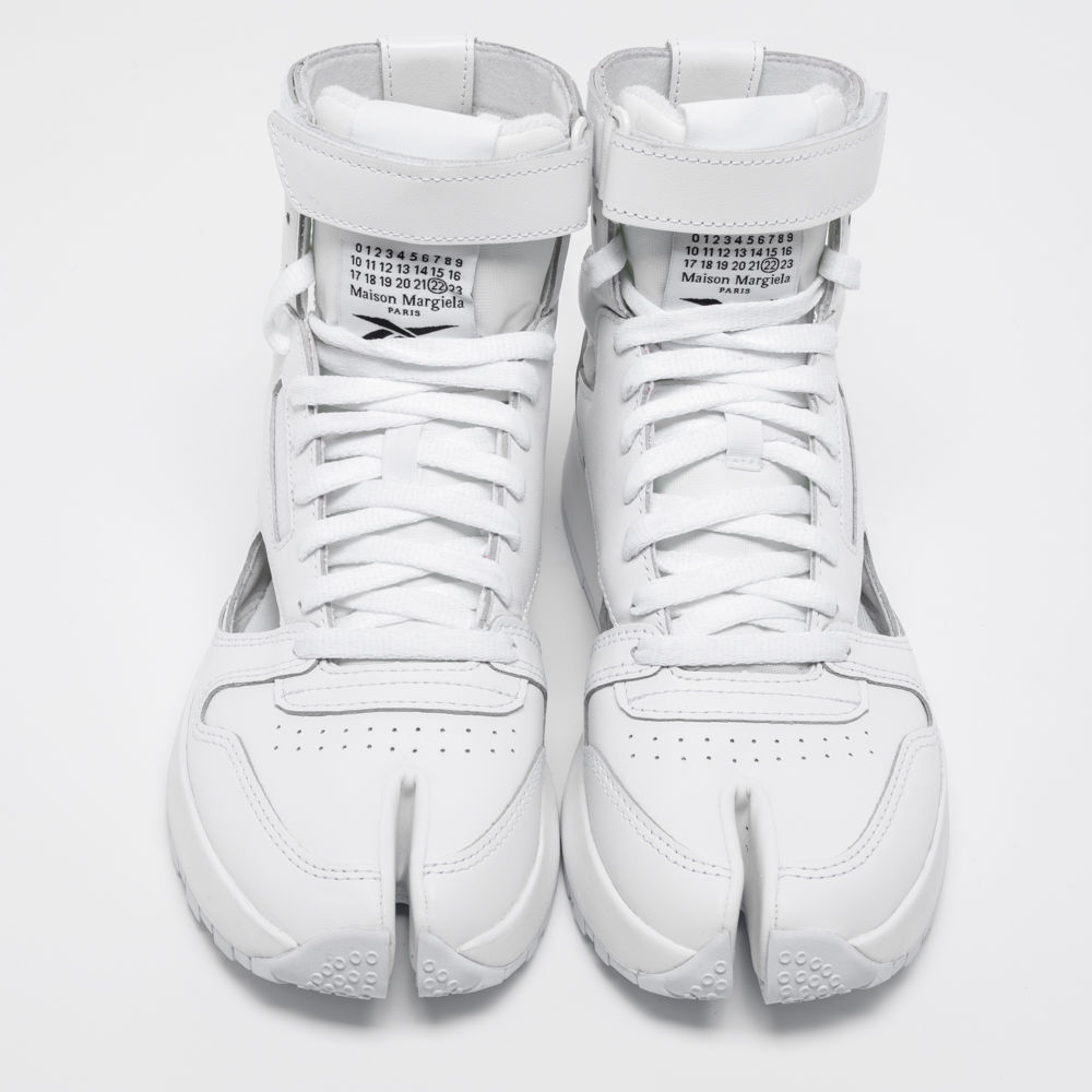 Maison Martin Margiela Reebok White Leather Tabi High Top Sneakers Size 39