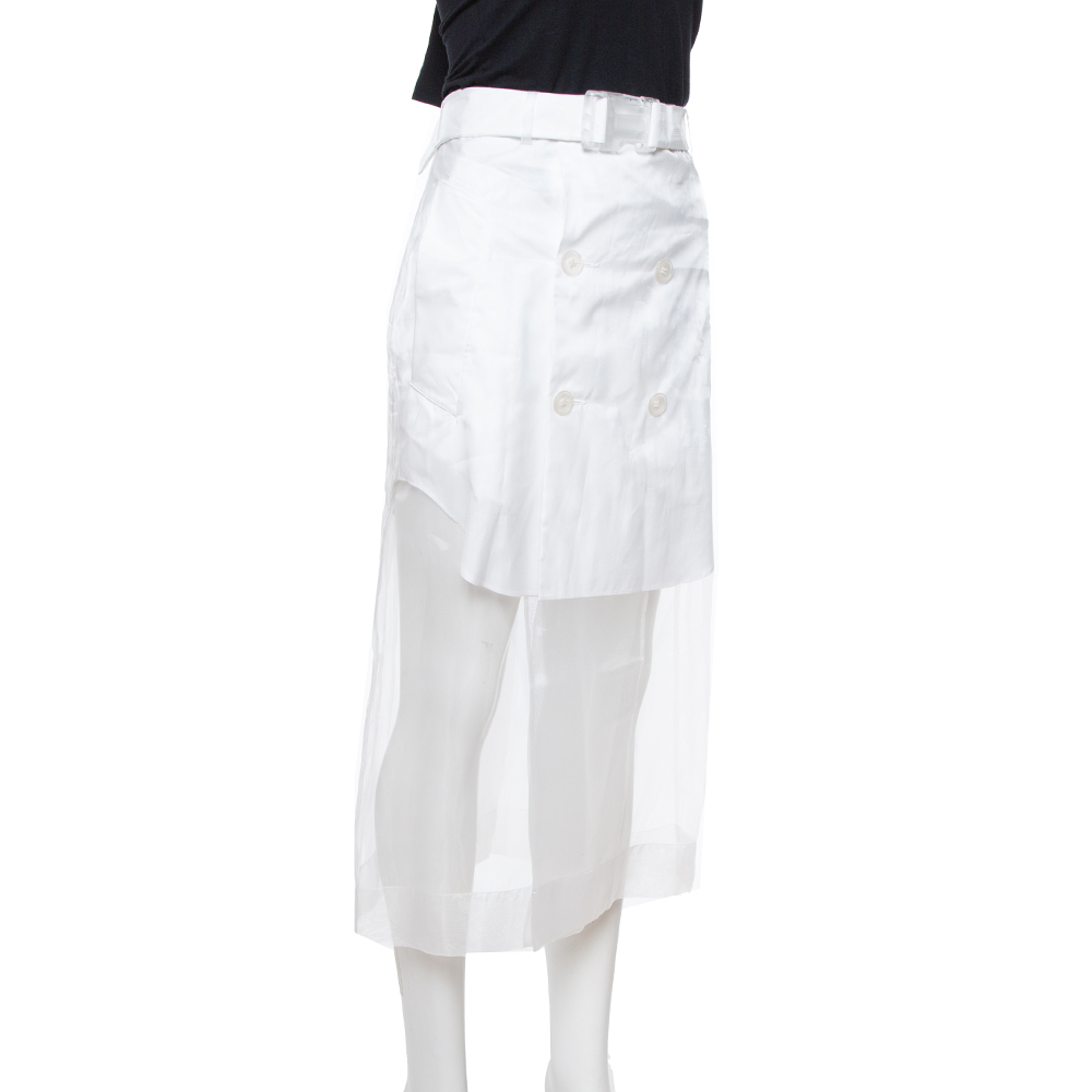 Maison Martin Margiela White Sheer Paneled Skirt L