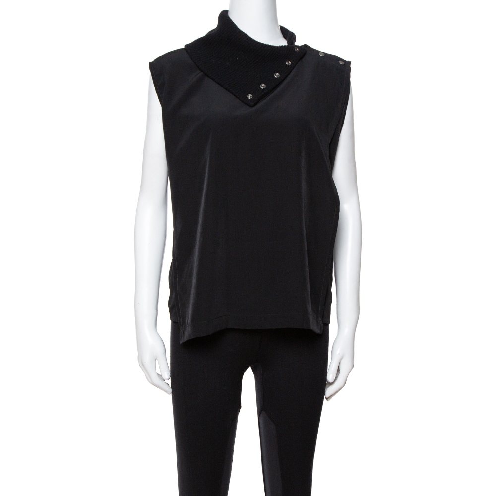 Image of MM Maison Martin Margiela Black Mock Neck Sleeveless Top S