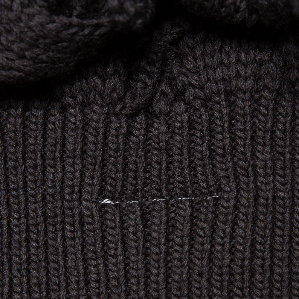 Maison Martin Margiela Dark Grey Open Knit Wool High Neck Cropped Sweater M