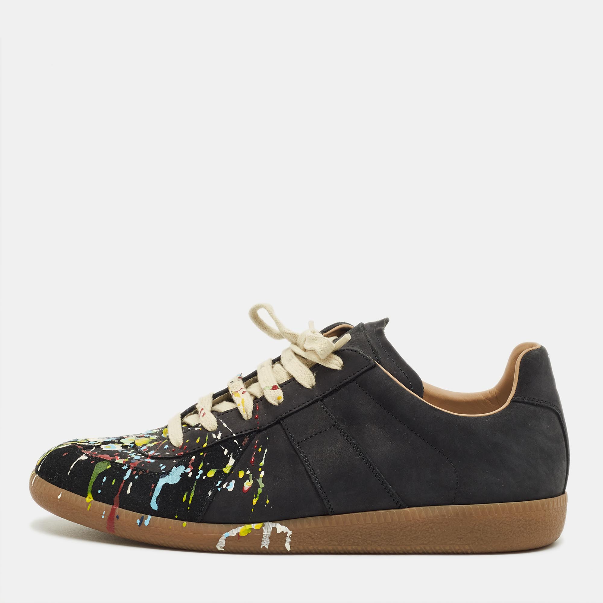 Maison Martin Margiela Black Nubuck Leather and Suede Replica Low Top Sneakers Size 
Maison Martin Margiela Black Nubuck Leather and Suede Replica Low Top Sneakers Size
