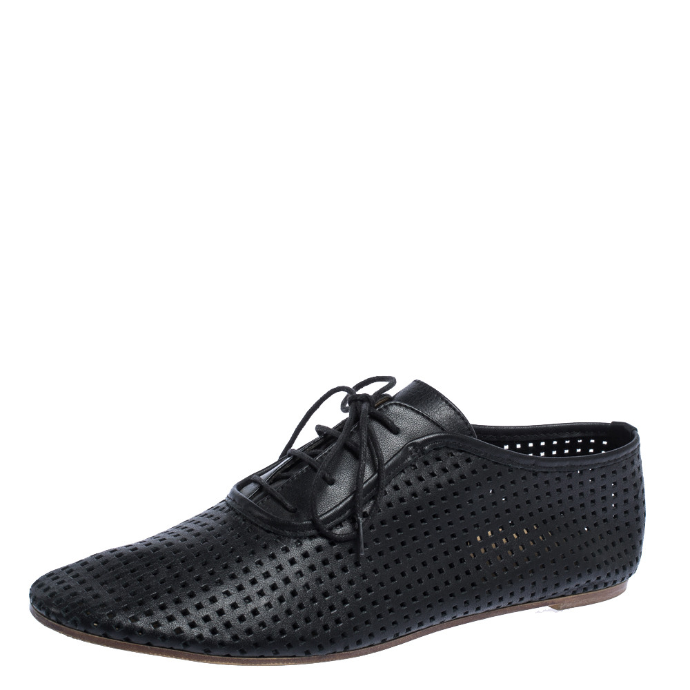 Image of Maison Martin Margiela Perforated Leather Lace Low Top Sneakers Size
