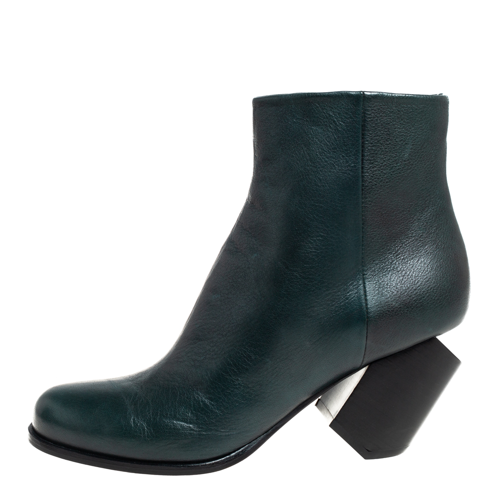 Maison Martin Margiela Green Leather Ankle Boots Size 40