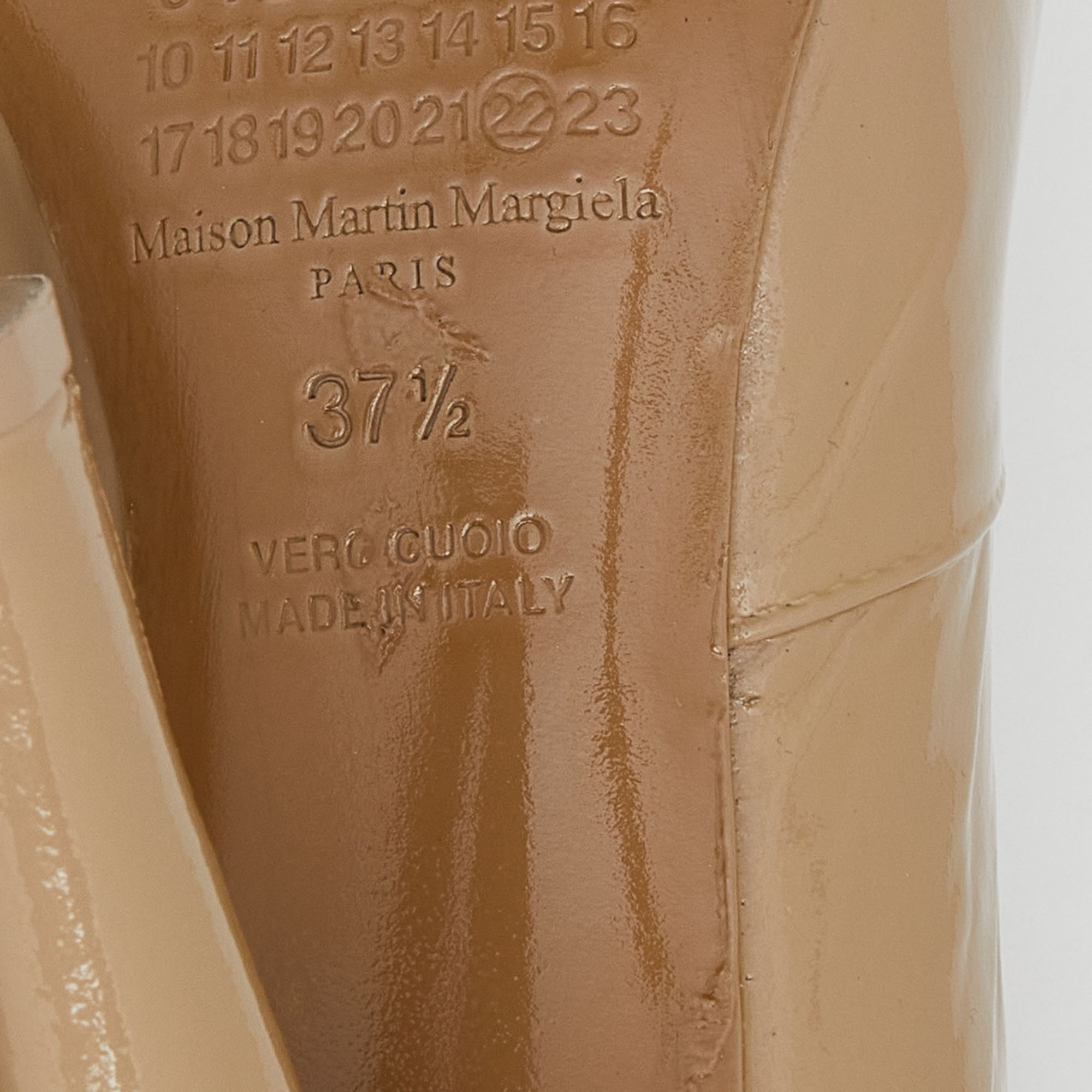 Maison Martin Margiela Beige Patent Leather Ankle Boots Size 37.5