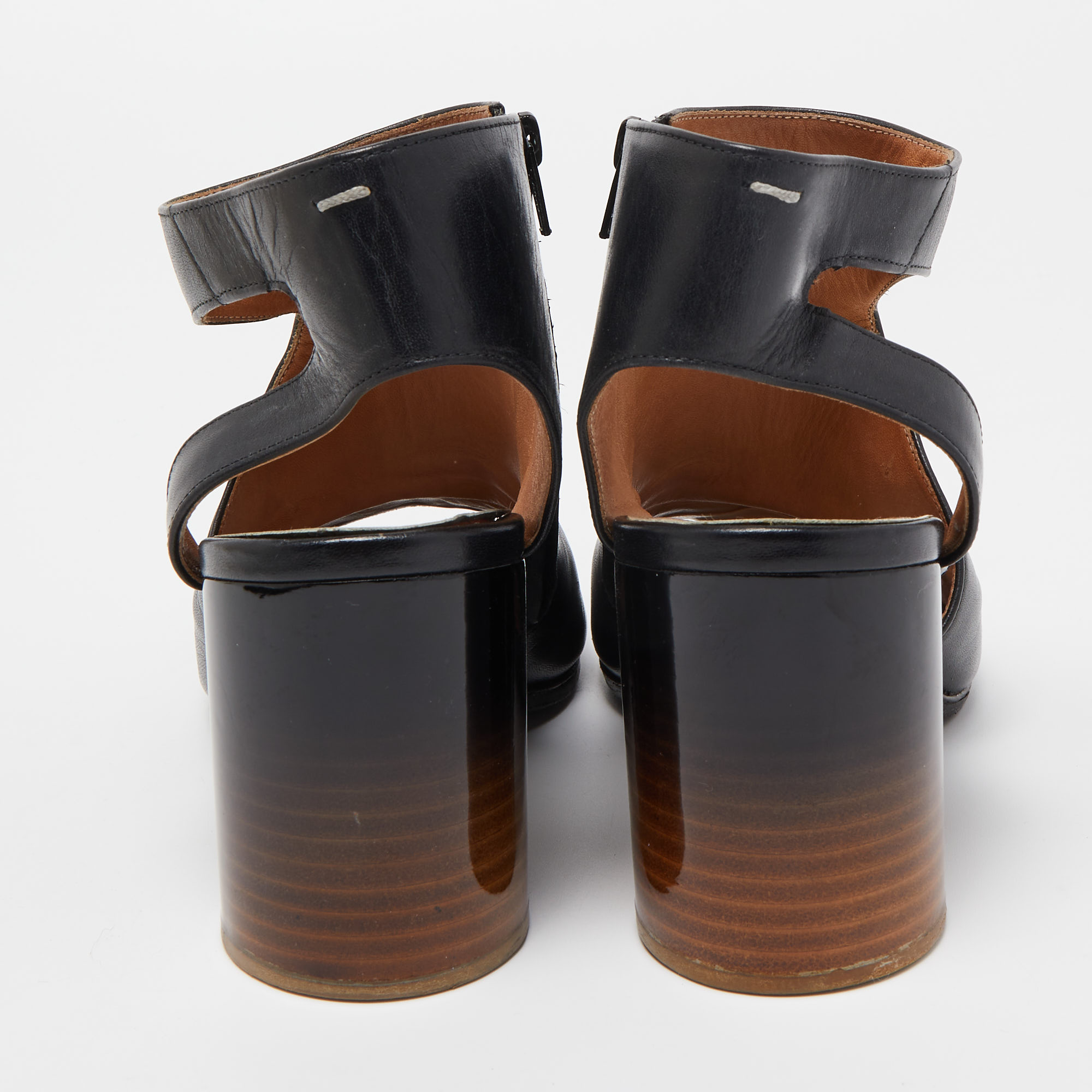 Maison Martin Margiela Black Leather Open Toe Sandals Size 37