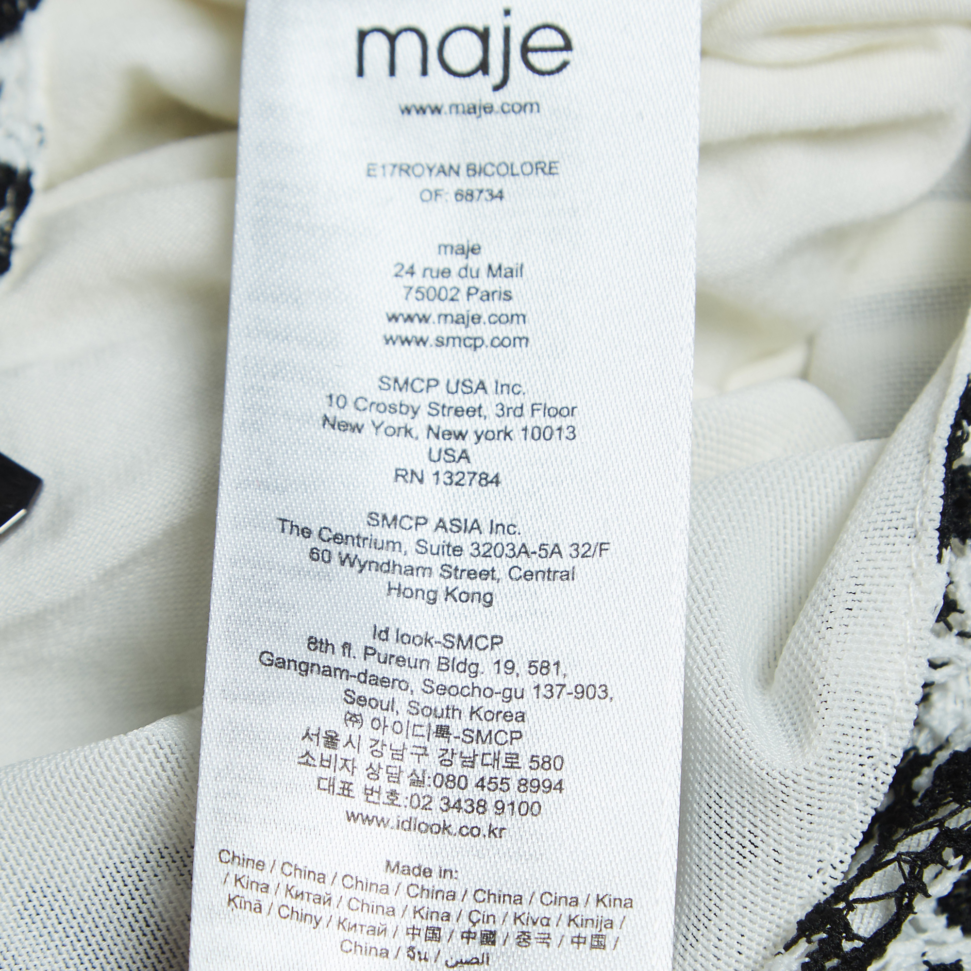 Maje Black/White Royan Embroidered Lace Mini Dress M