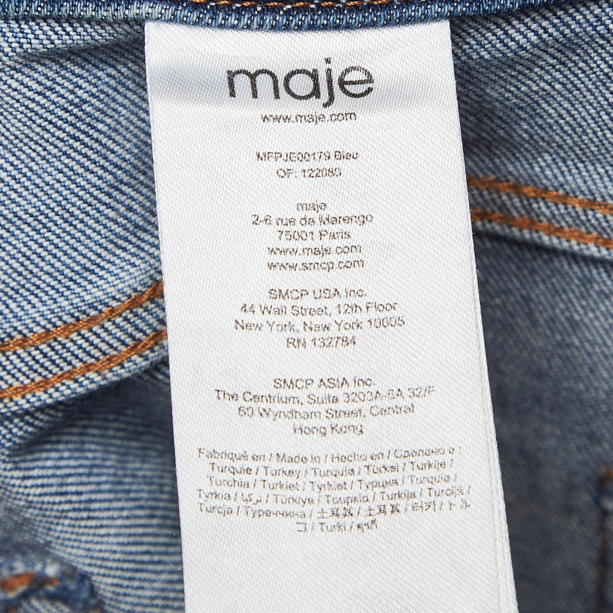 Maje Blue Lace-Up Denim High Rise Jeans XS Waist 26