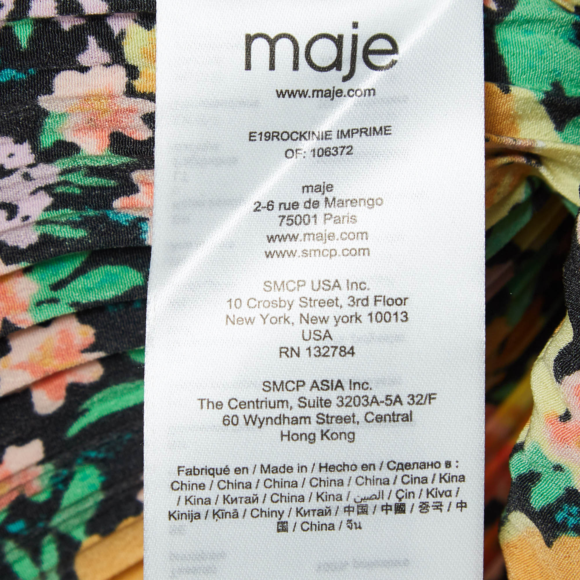 Maje Multicolor Floral Print Crepe Pleated Mini Dress S