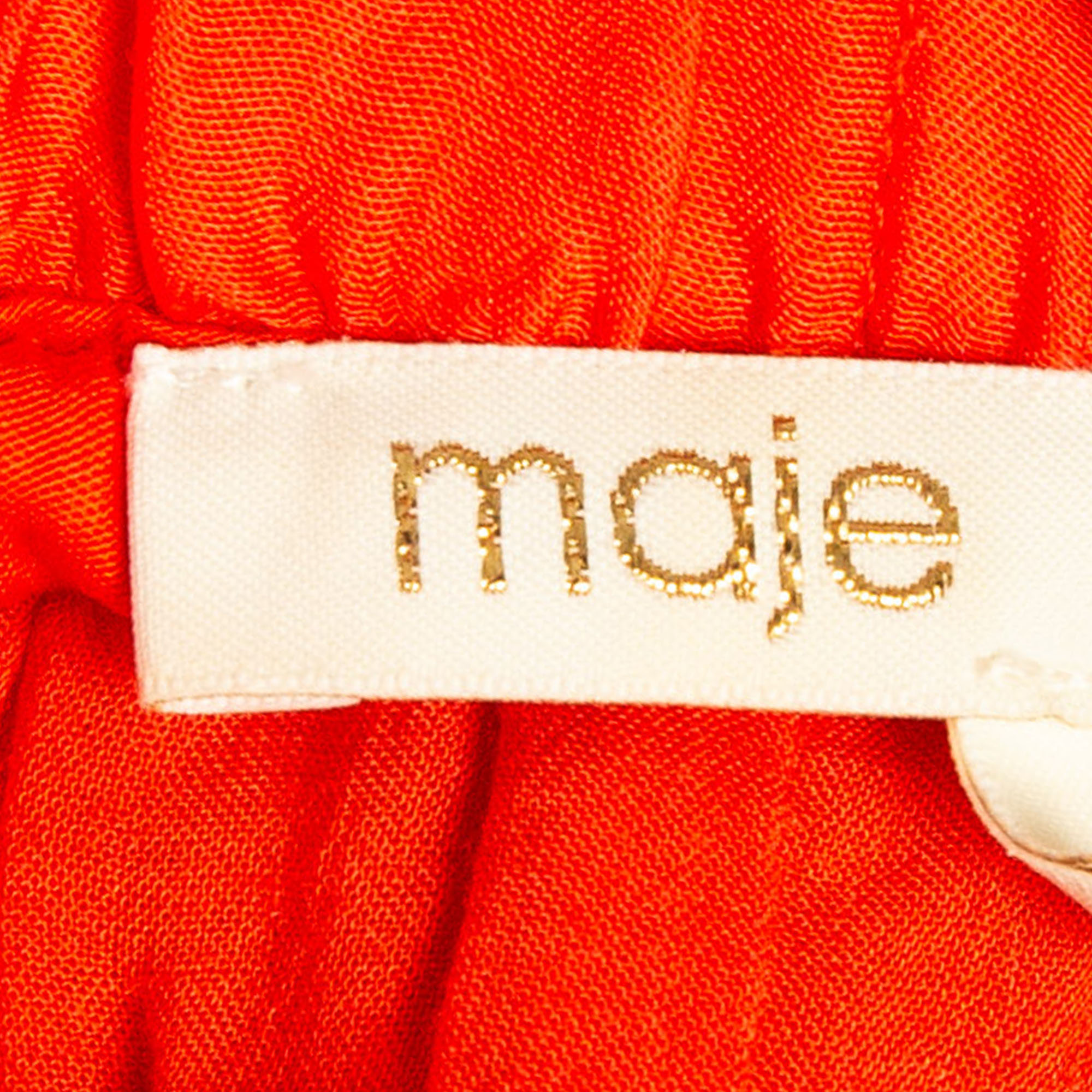 Maje Orange Floral Sequin Embroidered Crepe Izul Shorts L