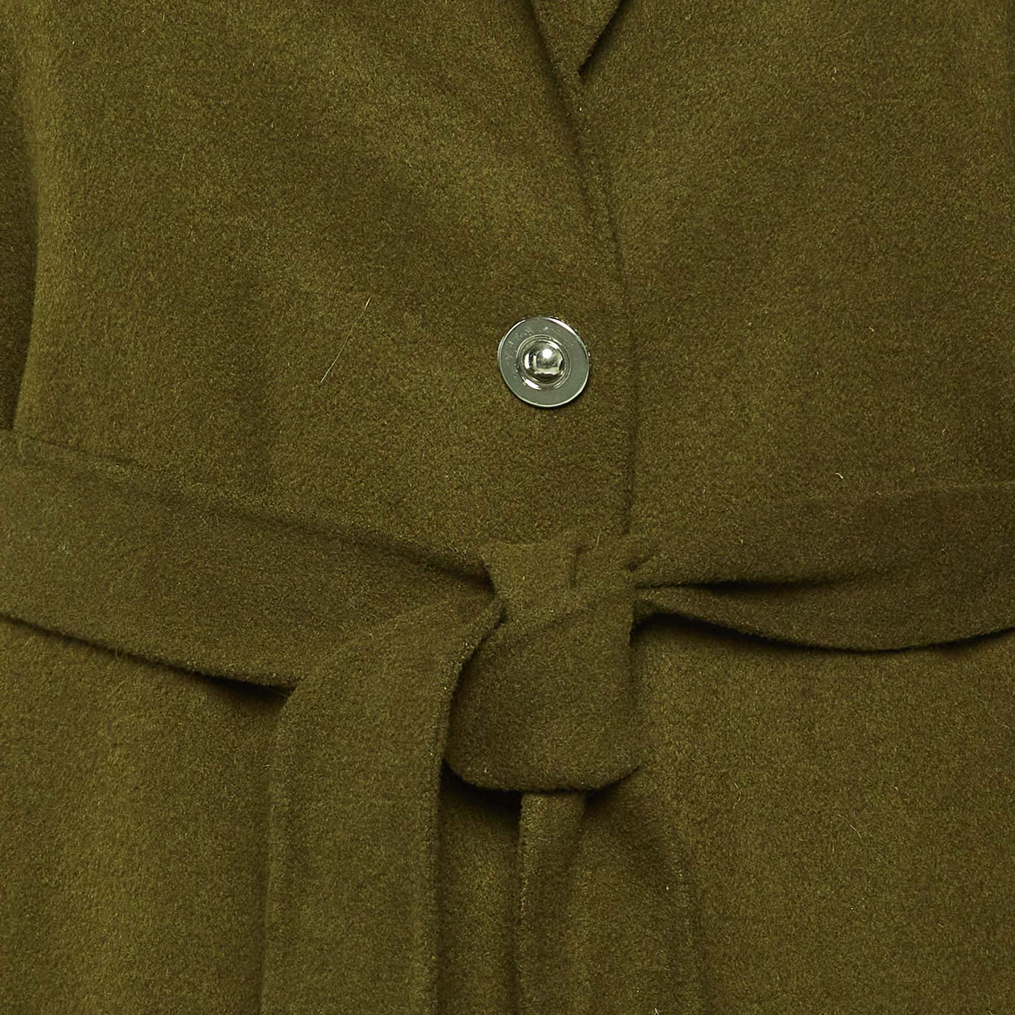 Maje Green Wool Side Button Detail Trench Coat S